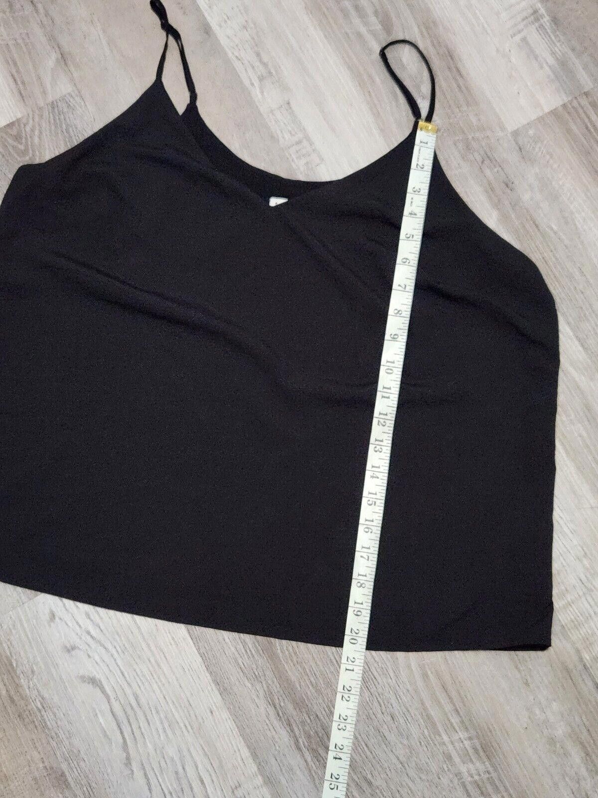 Designer A New Day Satin Tank Top Extra Large Black V Neck Lined Size XL / US 12-14 / IT 48-50 - 5 Thumbnail