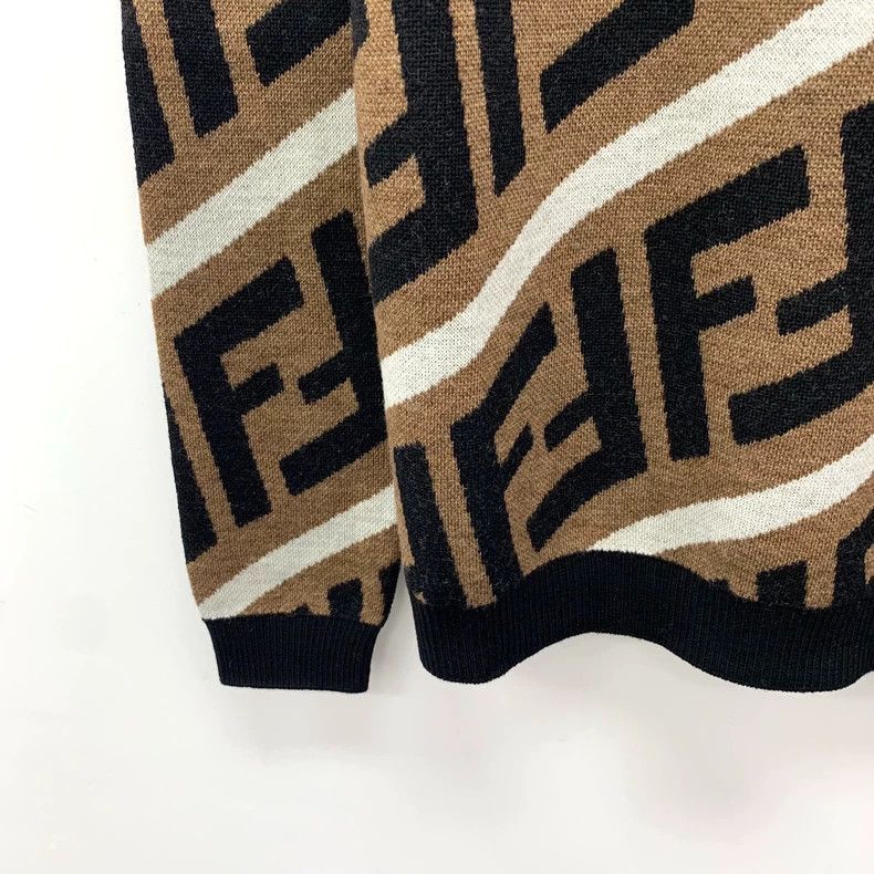 Fendi Fendi Brown Logo Print Wool Sweater Size US L / EU 52-54 / 3 - 4 Thumbnail