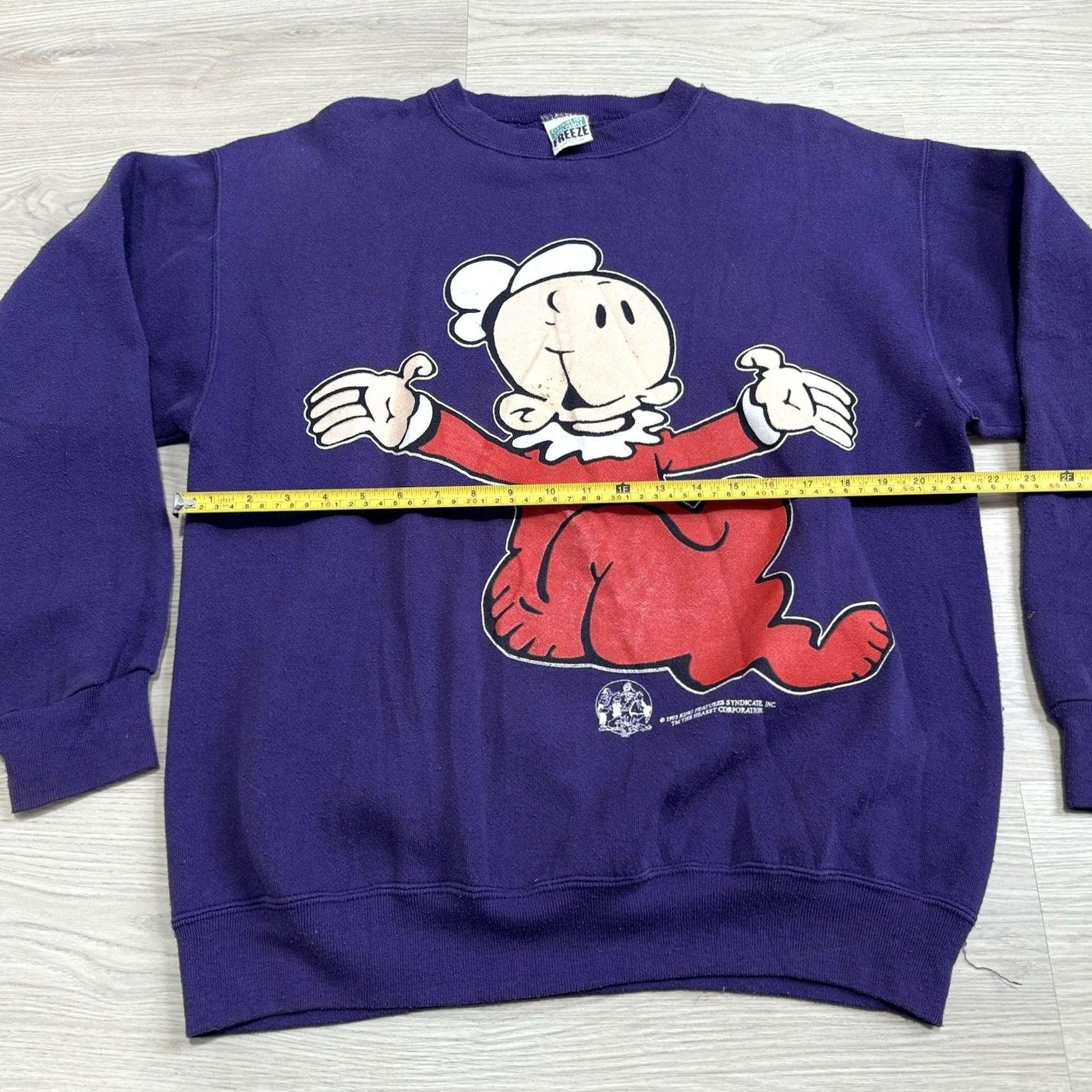 Vintage VINTAGE FREEZE Sweatshirt Mens Large Purple 90s Swee'Pea Popeye Graphic Print Crewneck pullover Size US L / EU 52-54 / 3 - 7 Thumbnail