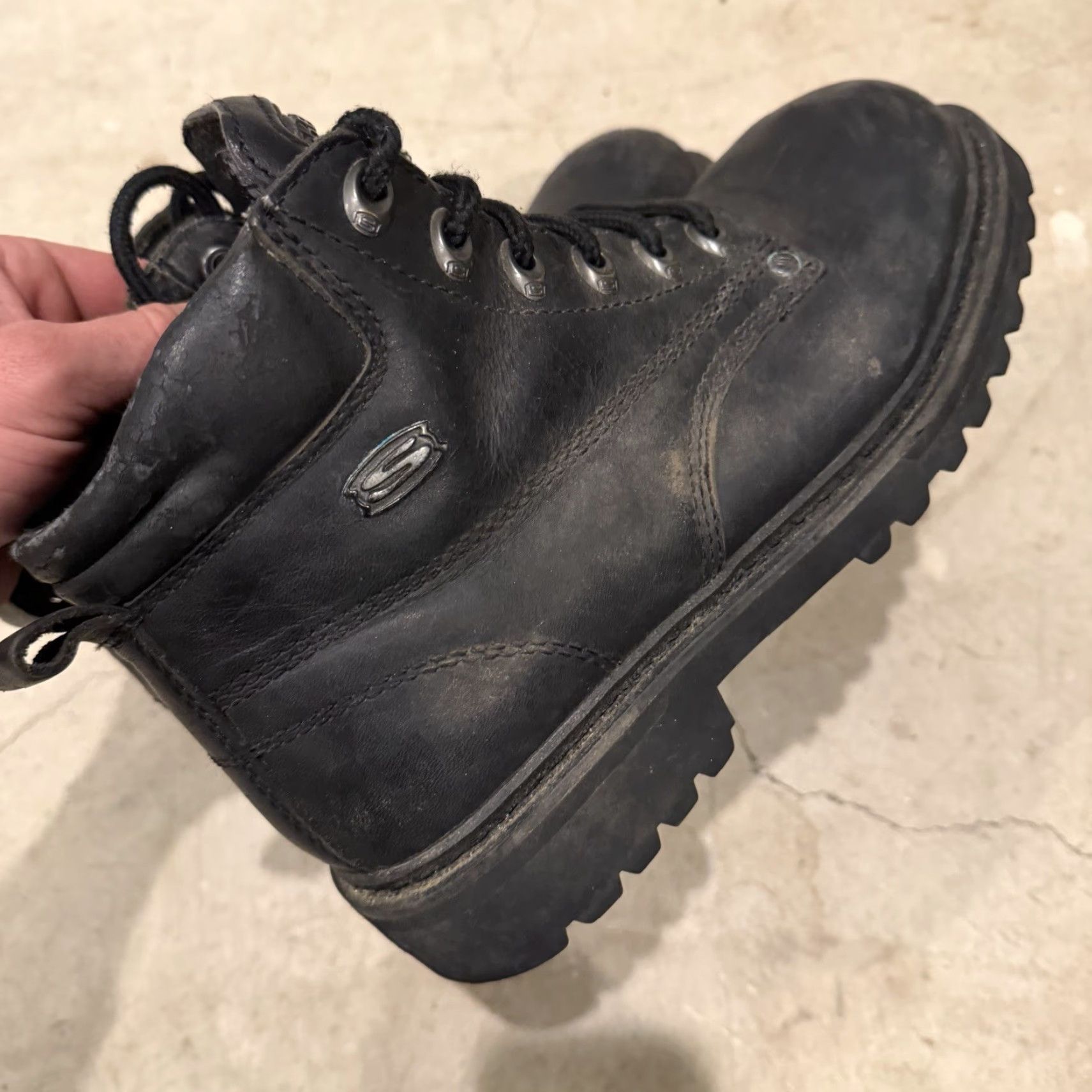 Vintage Skechers Mens 4479 Work Boot Black Size 8.5 Distressed Boot Mens Black 4479 Work Skechers Size US 8 / EU 41 - 5 Thumbnail