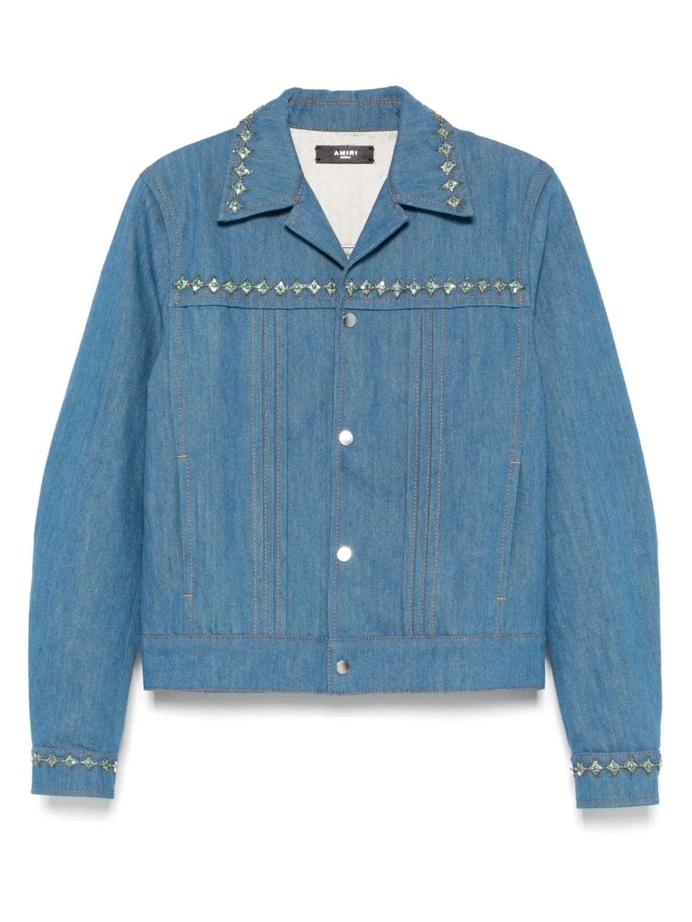 Amiri oc11z0426 Crystal-Embellished Pleated Jacket in Blue Size US L / EU 52-54 / 3 - 1 Thumbnail