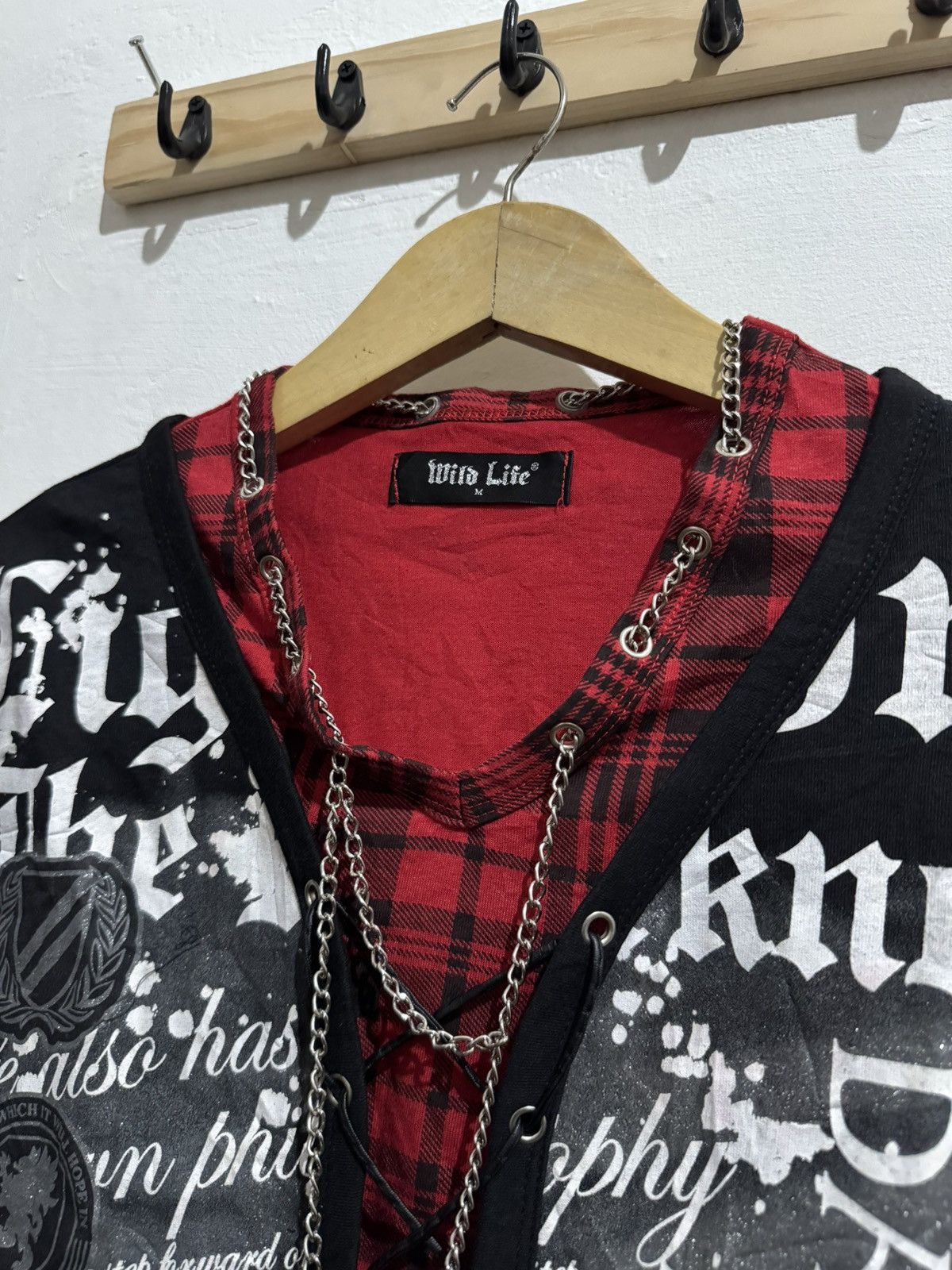 Japanese Brand Y2K WILD LIFE LACED STUDDED DOUBLE LAYER LONGSLEEVE Size US M / EU 48-50 / 2 - 6 Thumbnail