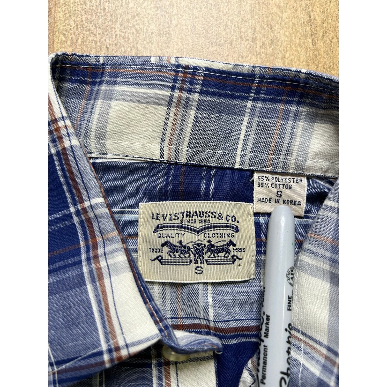 Levi's Vintage Levi’s Western Plaid Pearl Snap Shirt Blue Mens S Size US S / EU 44-46 / 1 - 5 Thumbnail