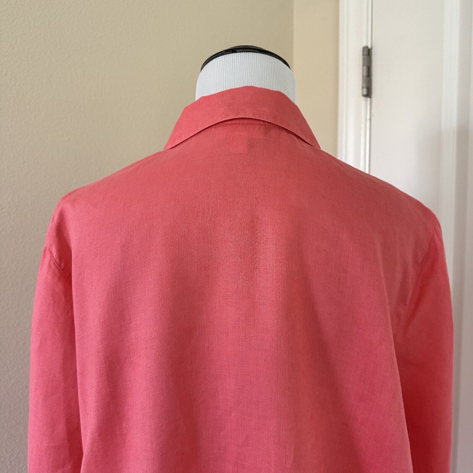J. Jill J.Jill Women Linen Essential Shirt Button Down Coral Size M Size M / US 6-8 / IT 42-44 - 6 Thumbnail