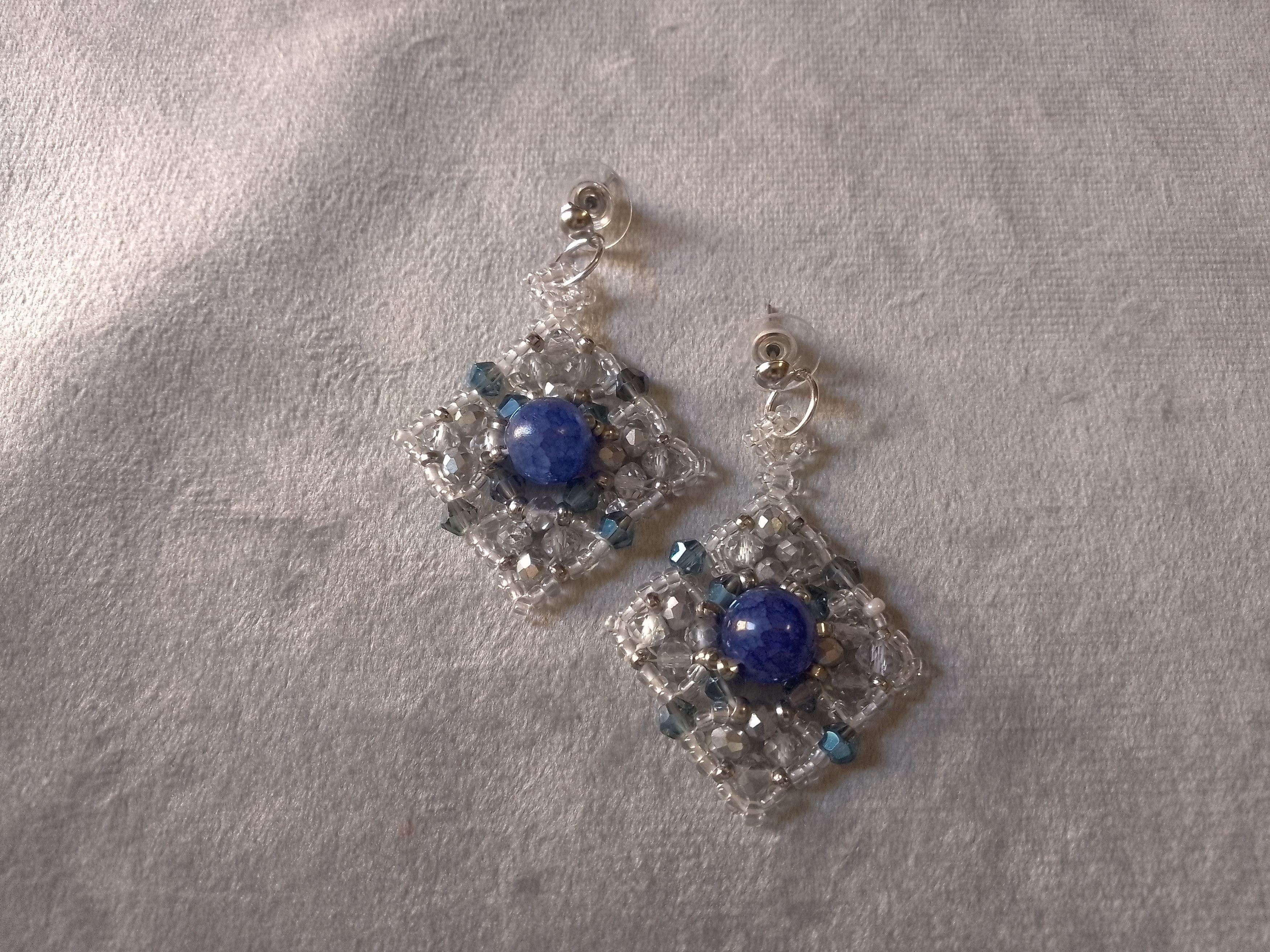 Handmade Elegant Earrings Crystal, blue Natural sodalite gemstones Size ONE SIZE - 4 Thumbnail