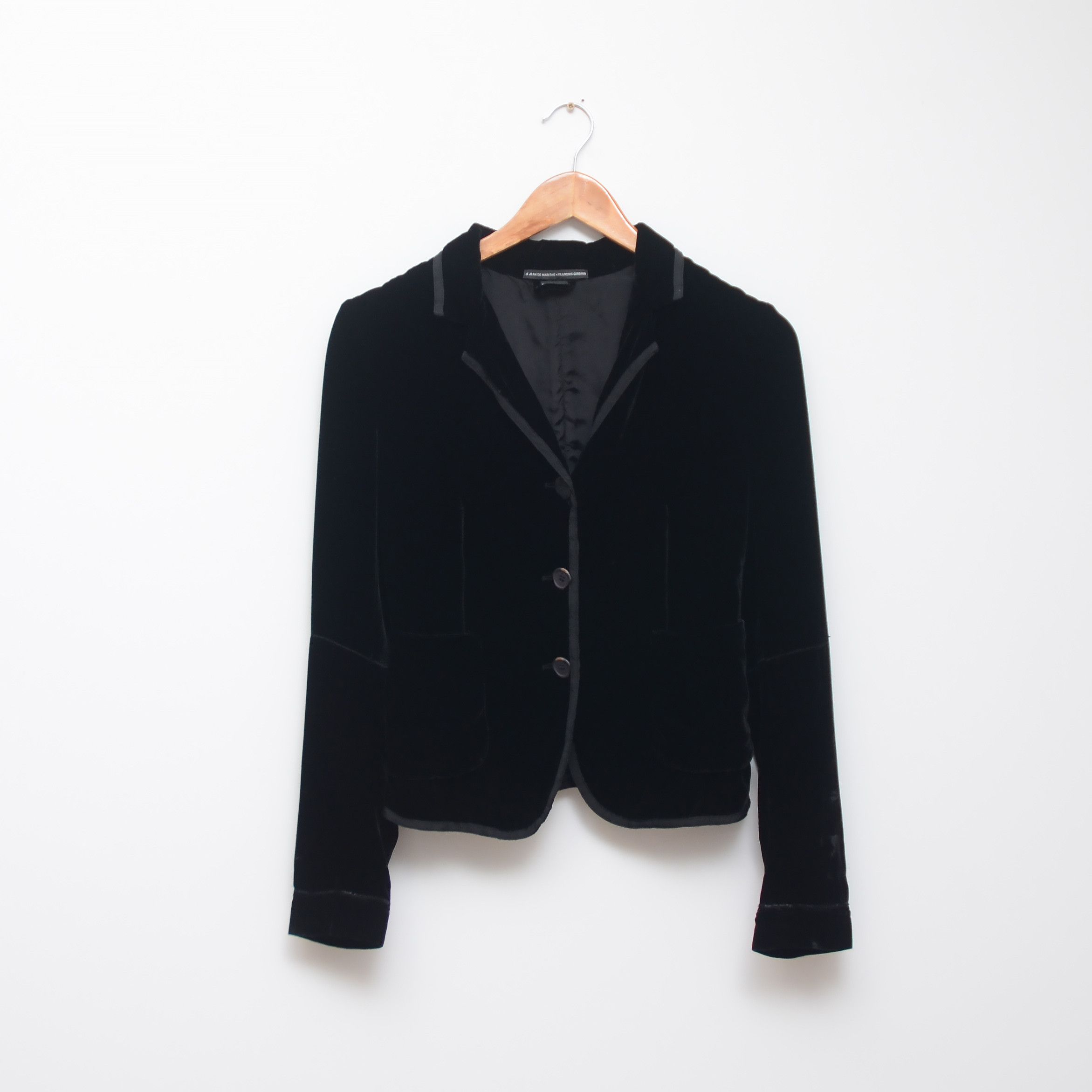 Marithe + Francois Girbaud Rare Marithé François Girbaud Black Silk Velvet Blazer Size S / US 4 / IT 40 - 1 Thumbnail