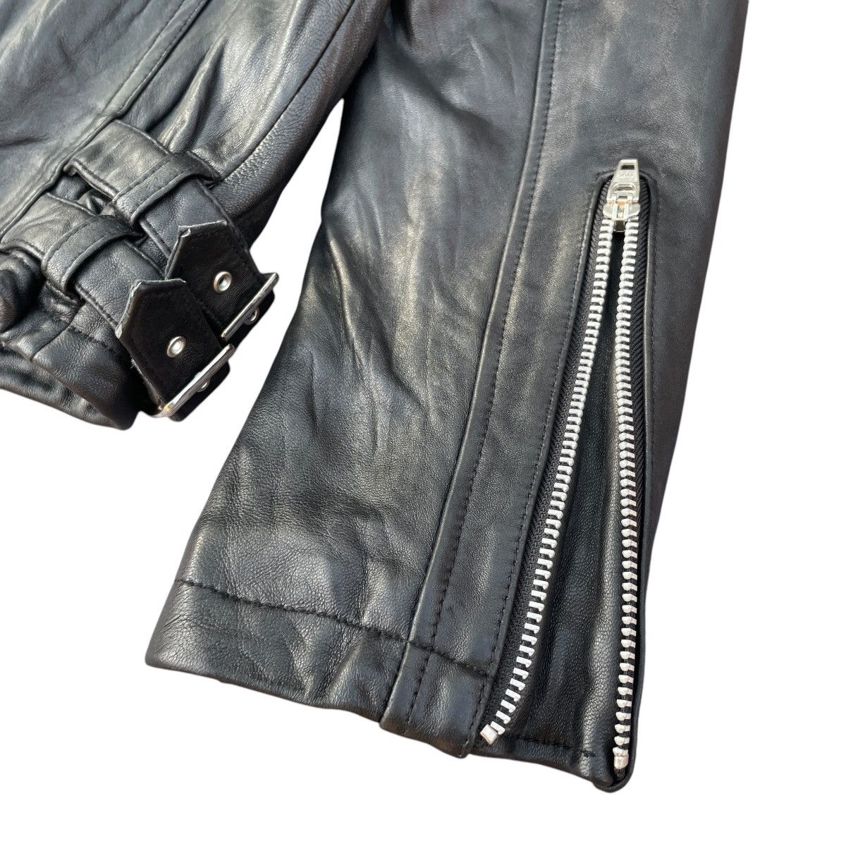 JACKROSE Jack Rose - Black Moto Rider Sheepskin Leather Jacket Size US S / EU 44-46 / 1 - 8 Thumbnail