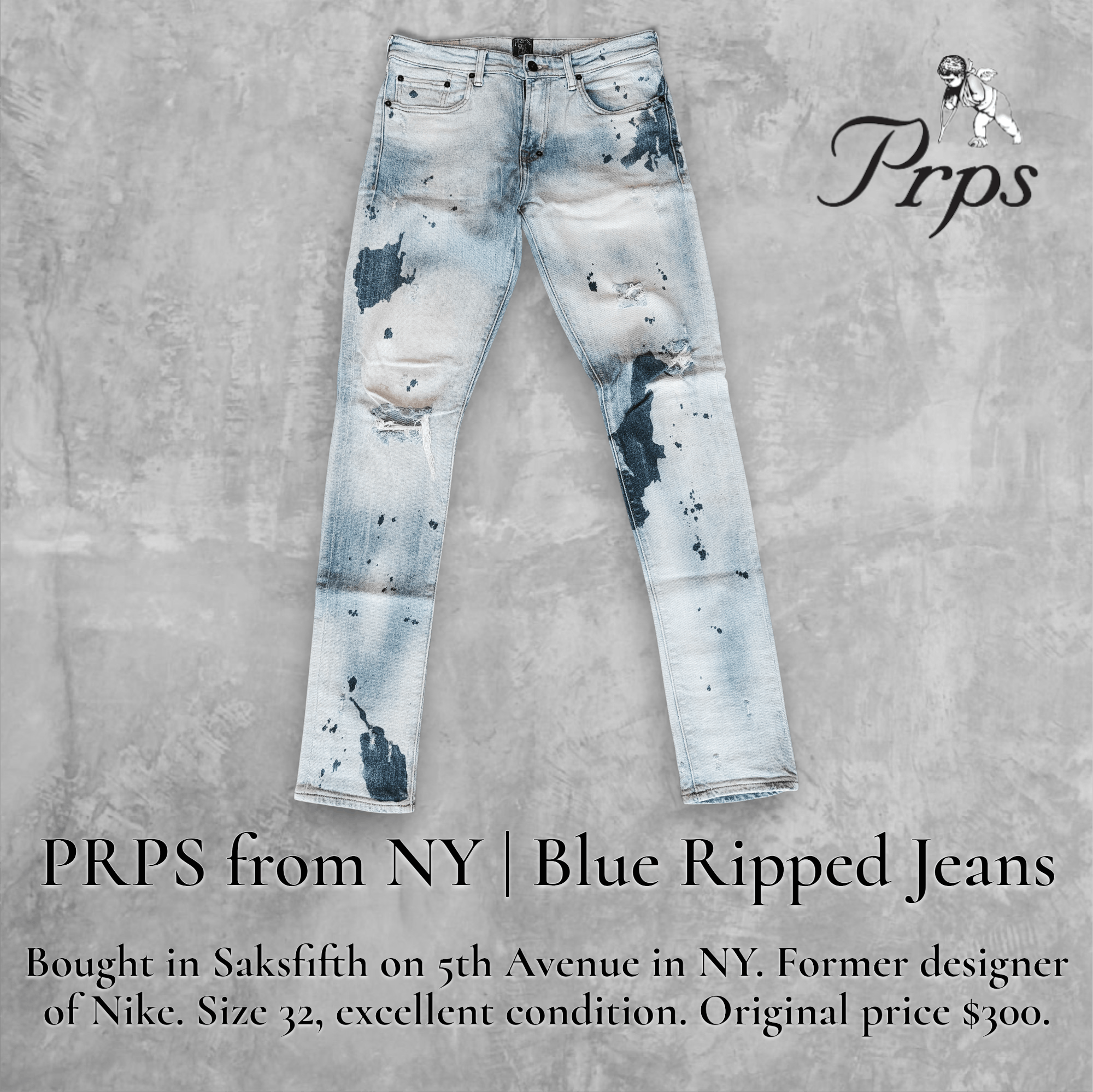 Prps PRPS Goods & Co. - Blue Ripped & Distressed Jeans Size US 32 / EU 48 - 1 Thumbnail