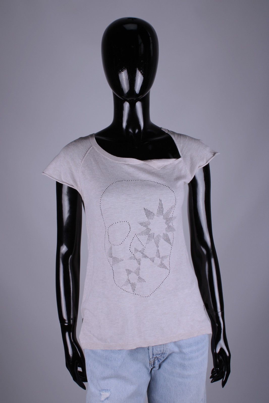 Zadig & Voltaire ZADIG & VOLTAIRE Skull Beige Sleeveless Cap Sleeve Tops Size M / US 6-8 / IT 42-44 - 1 Thumbnail