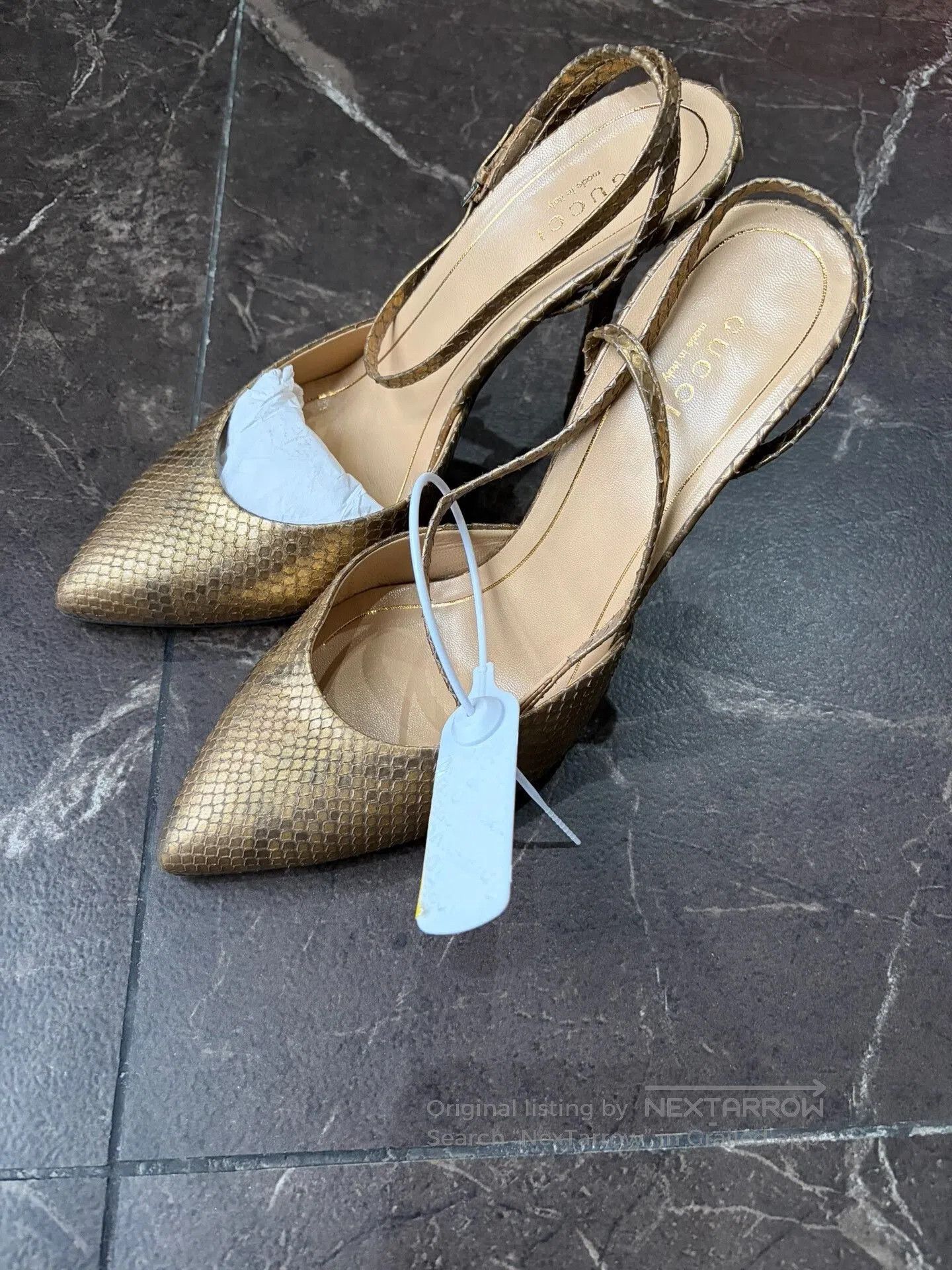 Gucci Gucci Gold Snake Print High Heels 38.5. Size US 7.5 / IT 37.5 - 1 Thumbnail