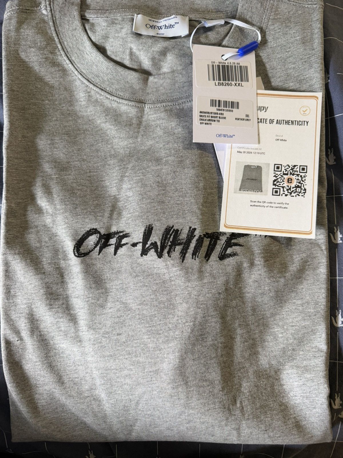 Off-White Off-White Chalk Arrow Skate Fit Tee Heather Grey Size XXL Size US XXL / EU 58 / 5 - 5 Thumbnail