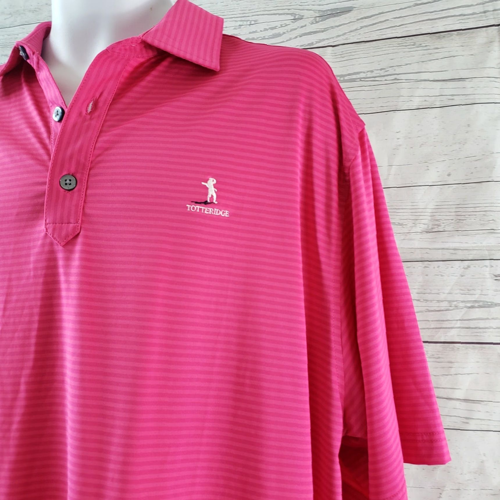 Footjoy Footjoy Polo Shirt XL Pink Stripe Short Sleeve Mens Totteridge Logo Size US XL / EU 56 / 4 - 2 Thumbnail