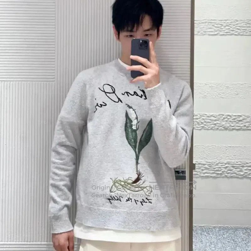 Dior Dior Grey Wool Blend Embroidered Long Sleeve Sweater . Size US L / EU 52-54 / 3 - 5 Thumbnail