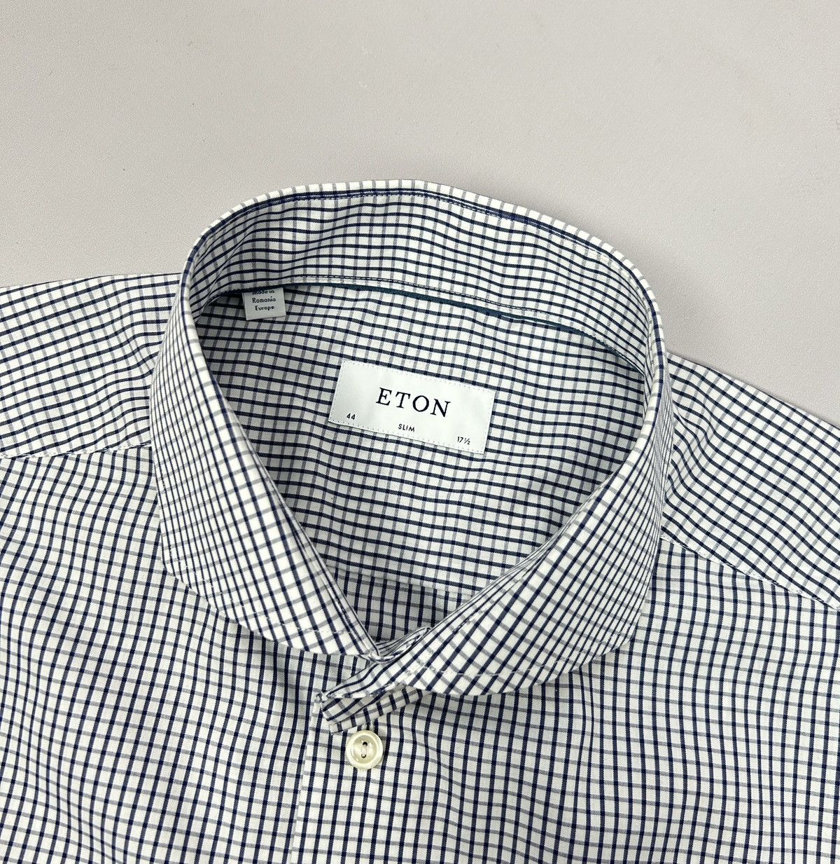 Eton ETON Slim White Blue Check Shirt Size XL (44 17 1/2) P2P 22" Size US XL / EU 56 / 4 - 9 Thumbnail