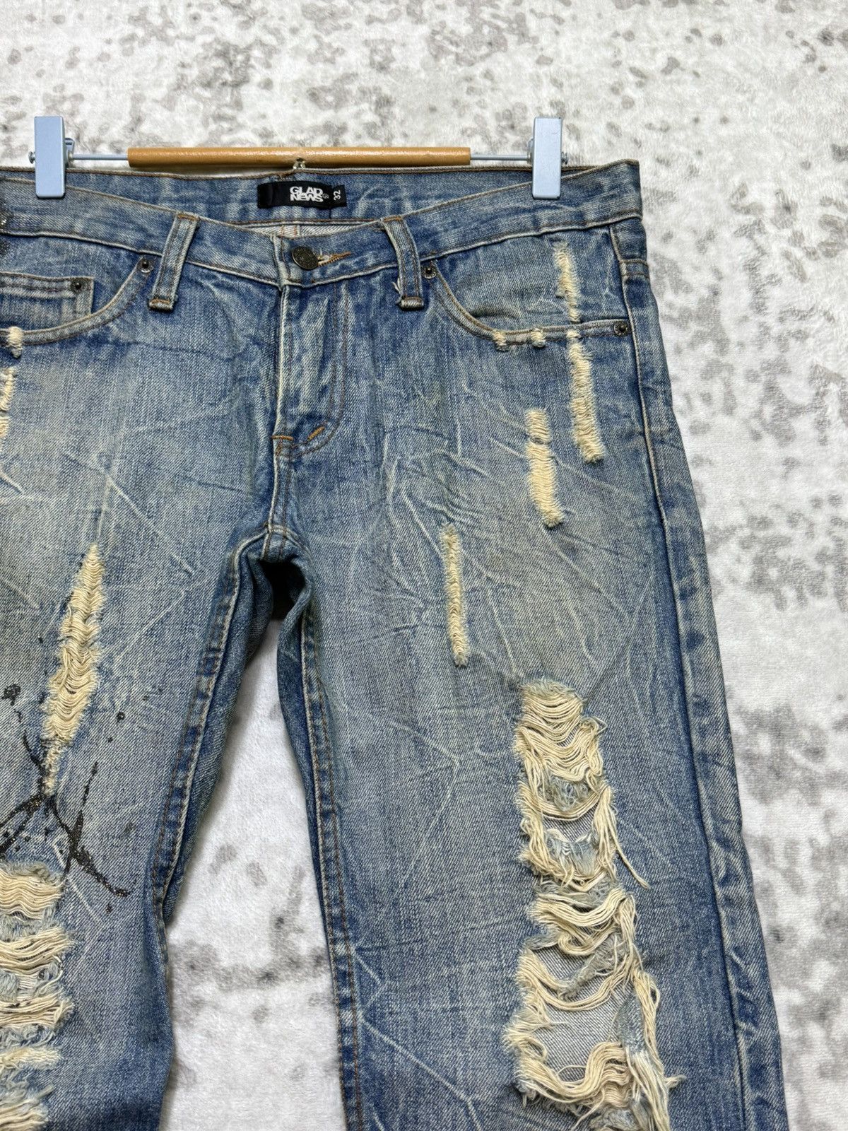 If Six Was Nine 2000s Glad News Japanese Grunge Paint Splatter Bootcut Denim Size US 32 / EU 48 - 5 Thumbnail