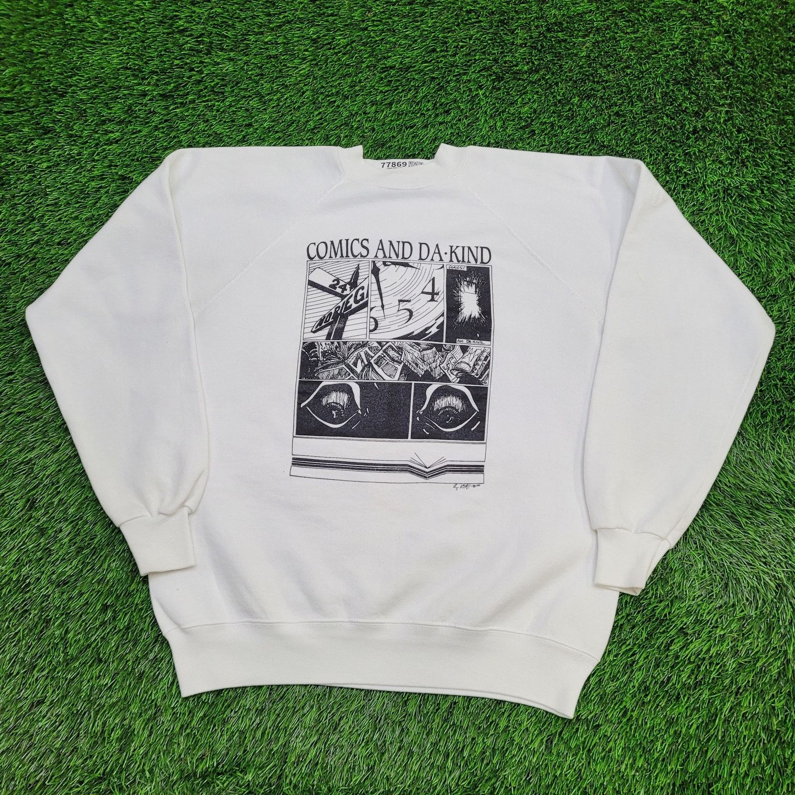 Hanes Vintage 1991 Comics and DA-Kind Sweatshirt Large 21x24 White Size US L / EU 52-54 / 3 - 1 Thumbnail