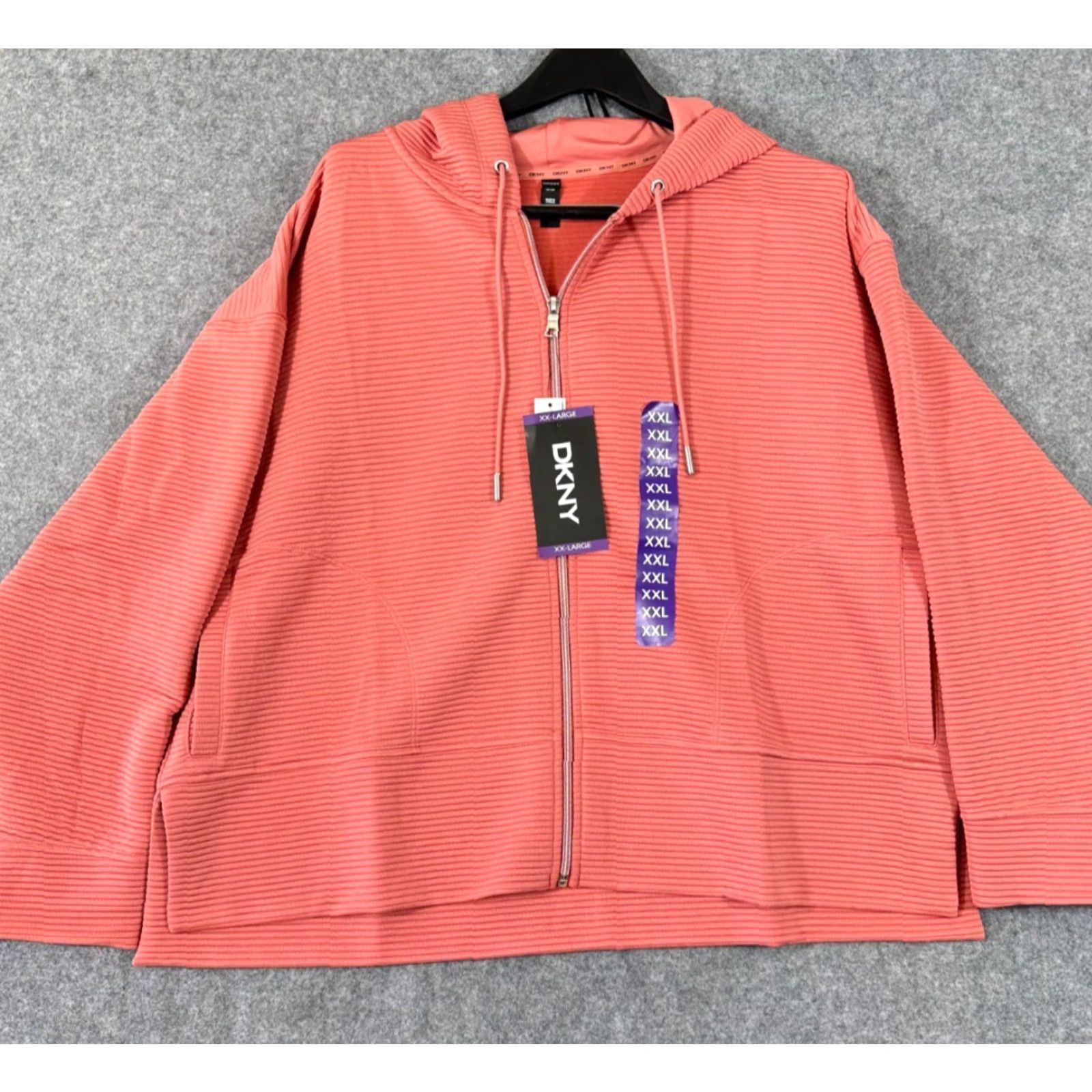 DKNY DKNY Hoodie Full Zip Womens 2XL Faded Rose Outdoor Ribbed Drawstring NWT Size XXL / US 16-18 / IT 52-54 - 2 Thumbnail