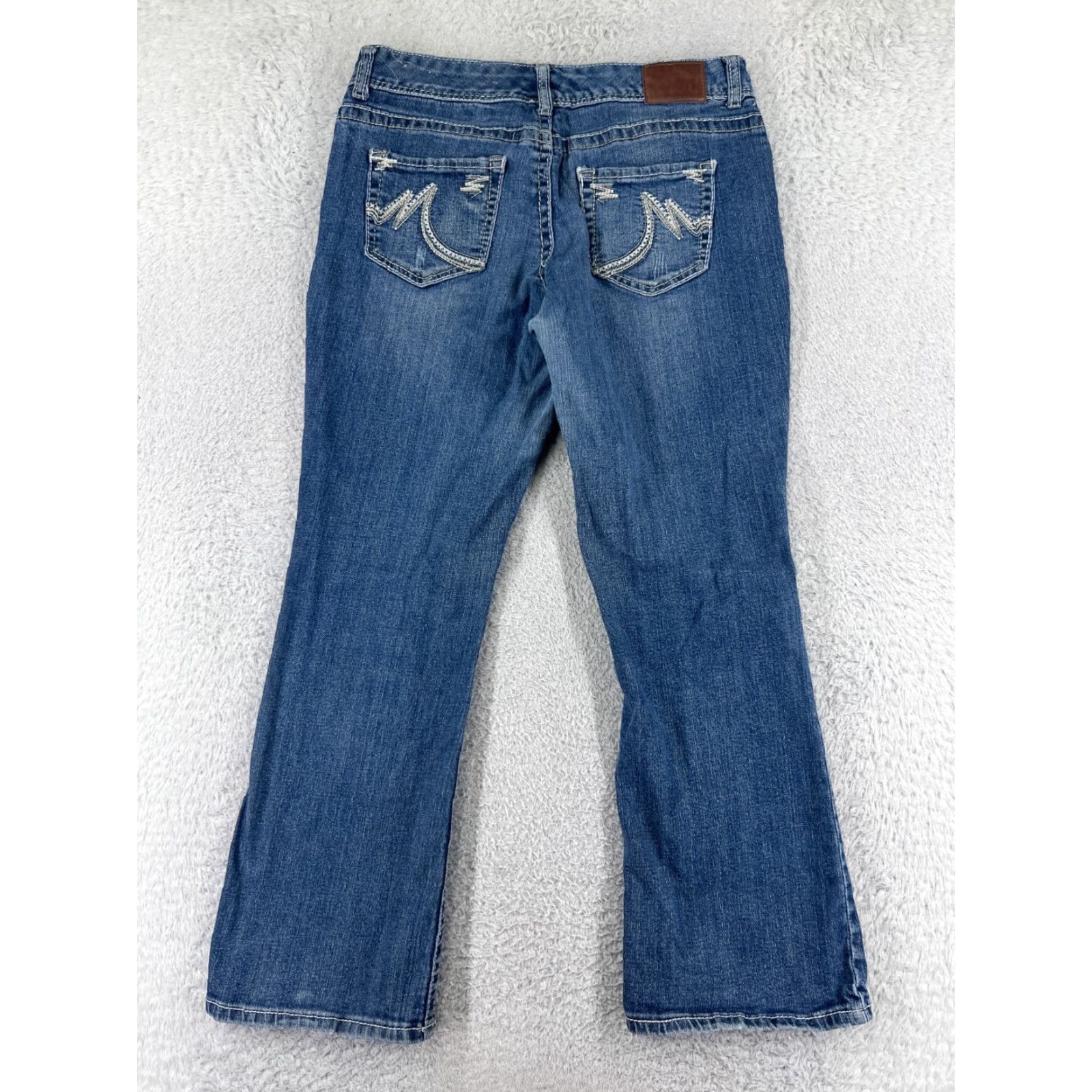 Vintage Maurices Jeans Womens 7 Blue Denim Cotton Low Rise Bootcut Western Embroidered Size 28" / US 6 / IT 42 - 2 Thumbnail