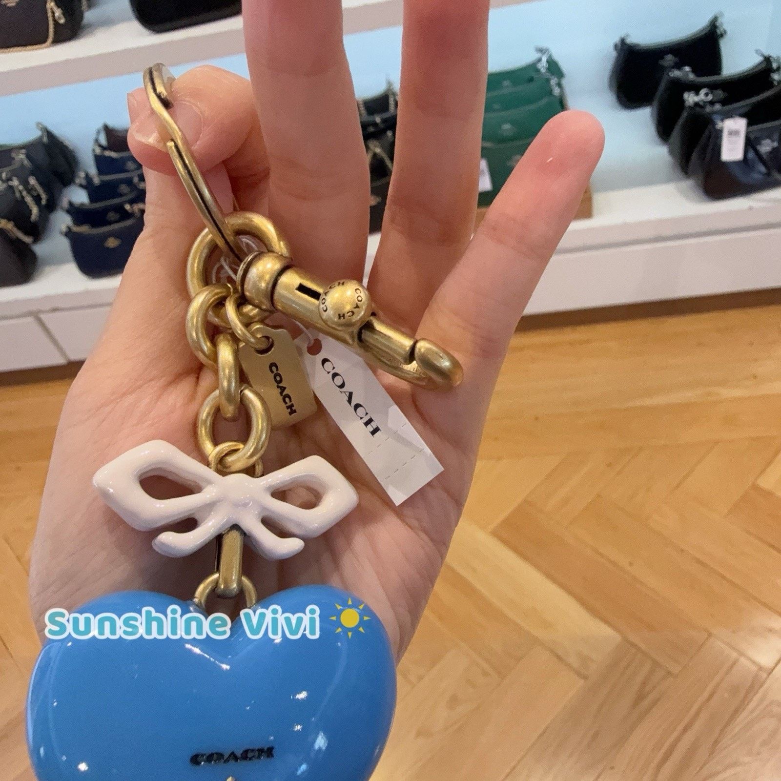 Disney NWT COACH Heart Bag Charm CBH12 Brass/Blue Multi Size ONE SIZE - 6 Thumbnail