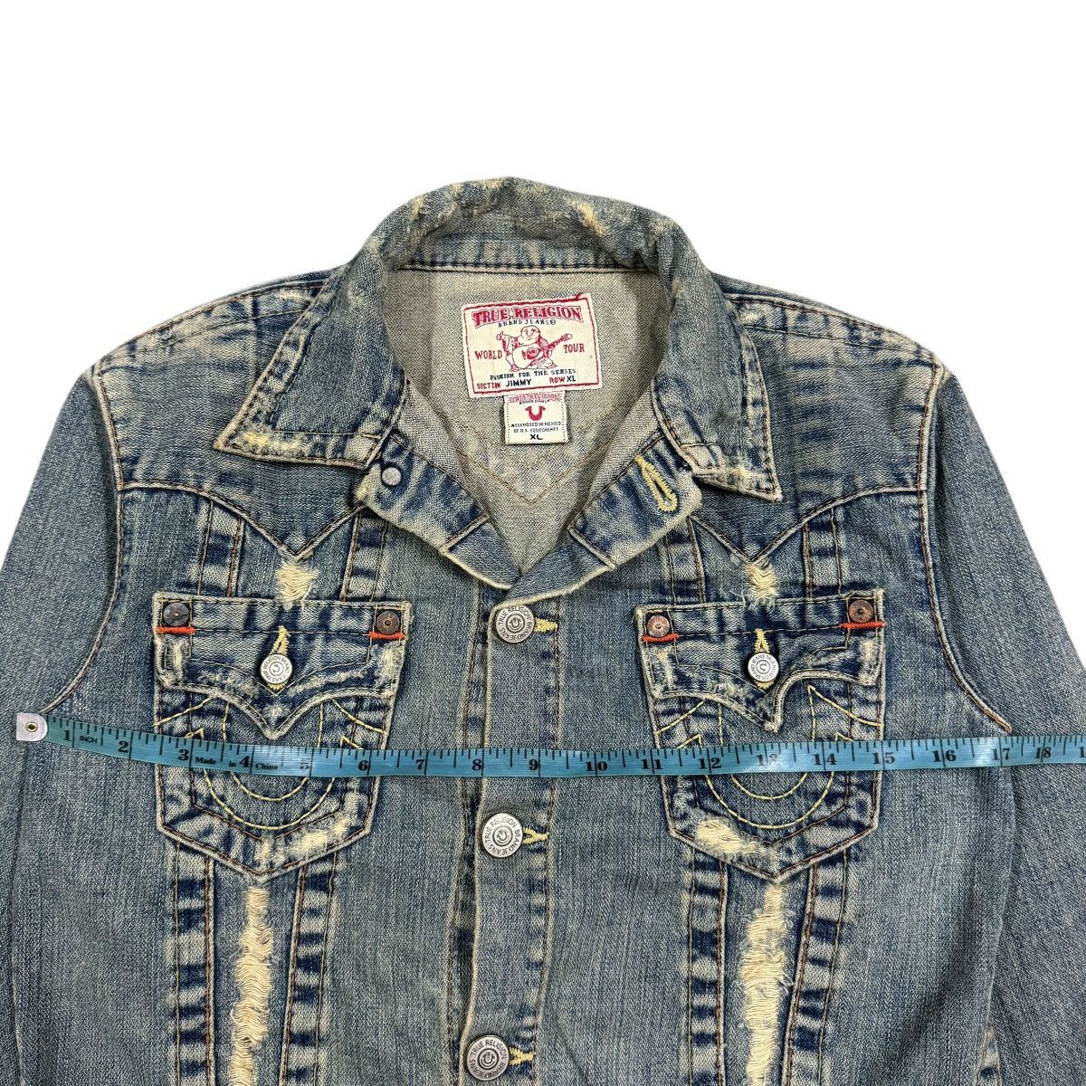 True Religion Vtg🔥Y2k True Religion Distressed Trucker Denim Jacket Size XL / US 12-14 / IT 48-50 - 11 Thumbnail