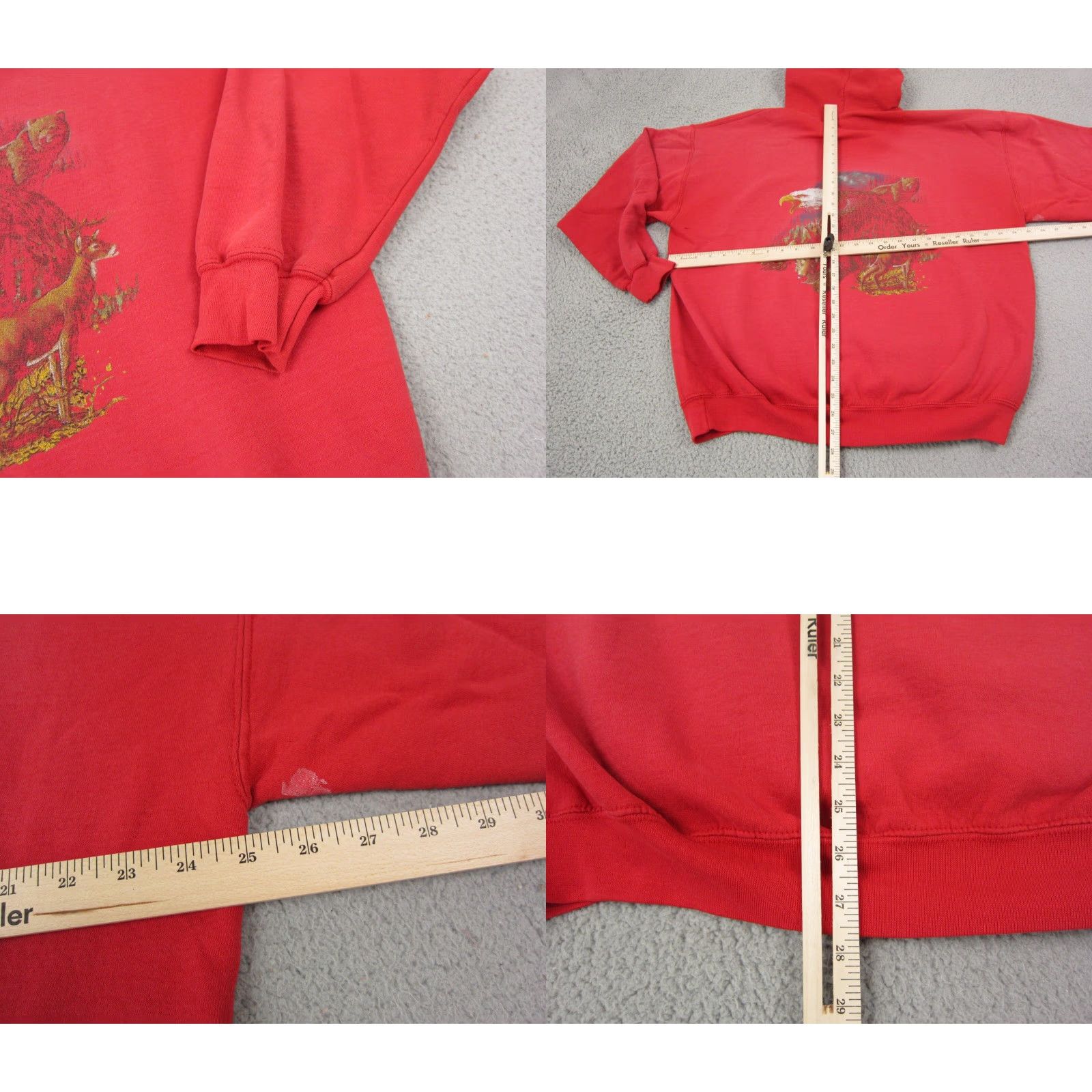 Vintage VINTAGE Eagle Bear Wolf Hoodie Mens XL Red 90s Pullover Sweatshirt Size US XL / EU 56 / 4 - 8 Thumbnail