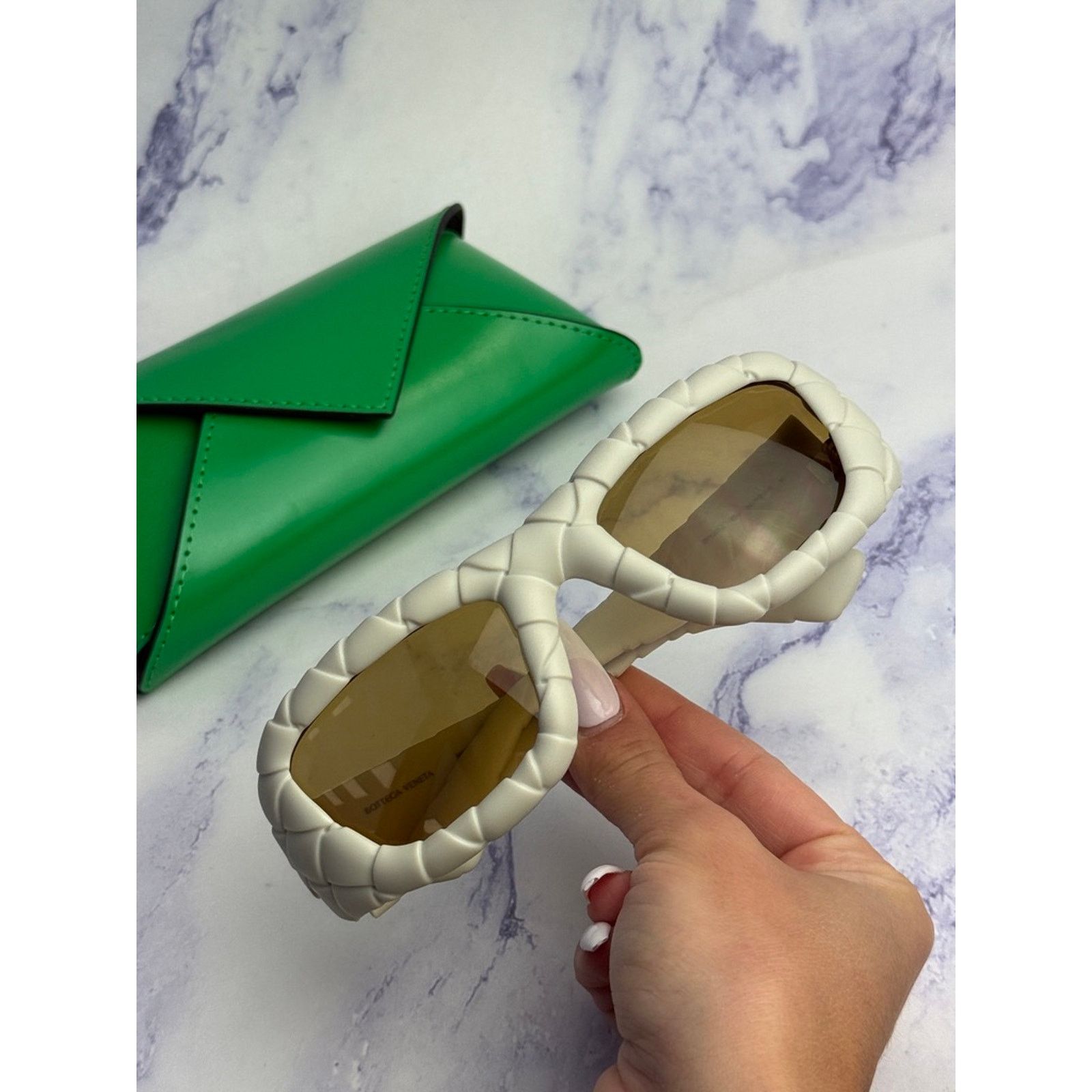 Bottega Veneta NEW Bottega Veneta BV1303S Ivory Braided Sunglasses $615 Size ONE SIZE - 3 Thumbnail