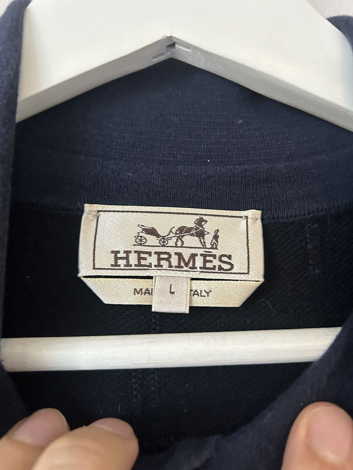 Hermes Textured Navy Polo Shirt Size US L / EU 52-54 / 3 - 3 Thumbnail