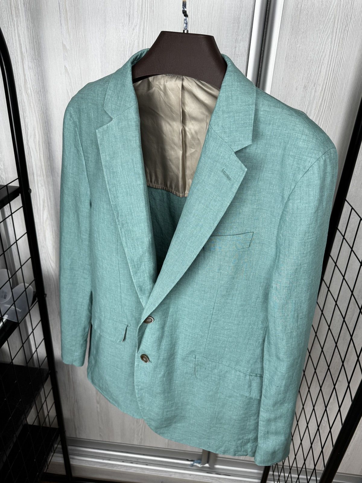Hackett Hackett London delave linen aqua blue half lined blazer Size 44R - 7 Thumbnail