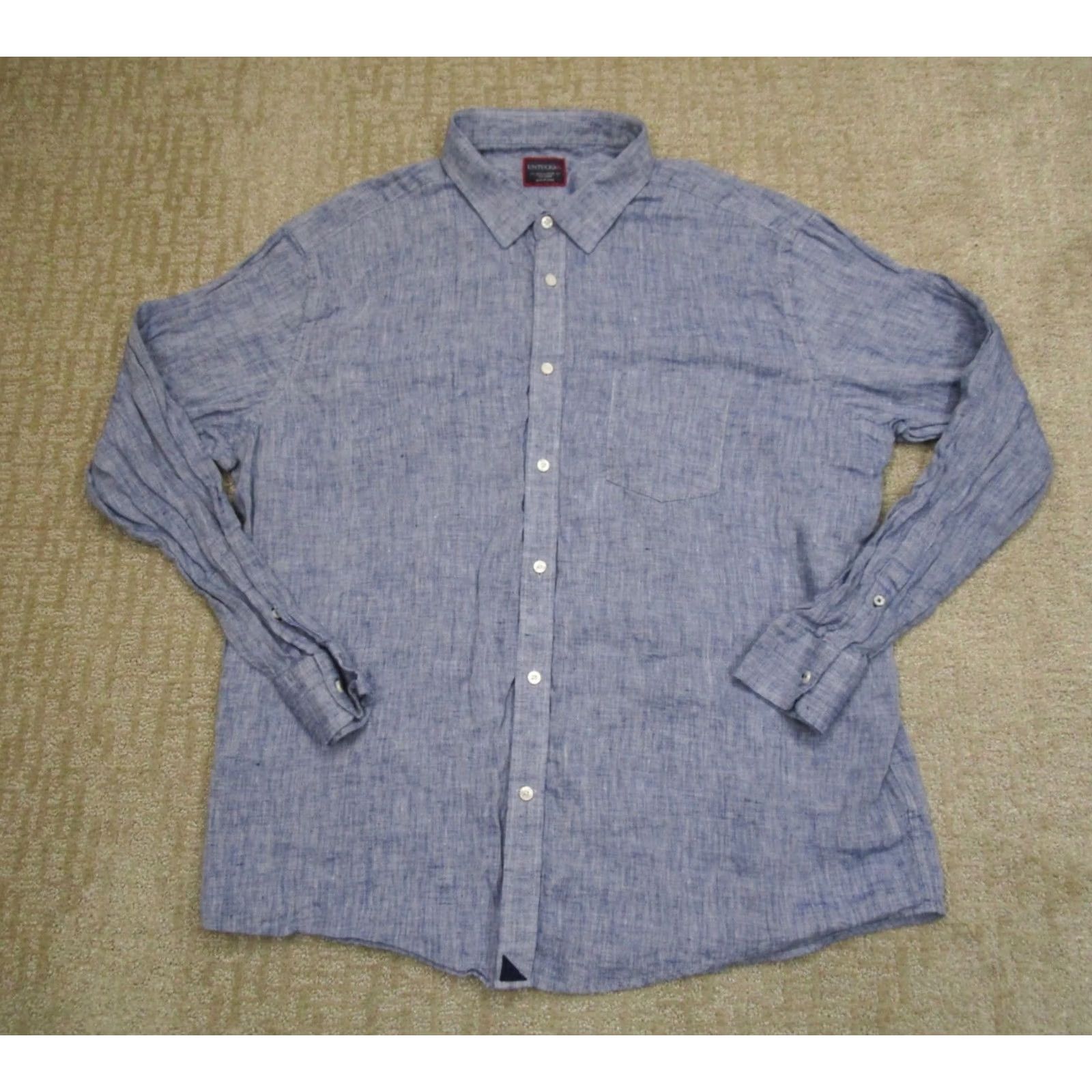 UNTUCKit UNTUCKit Shirt Men 3XL Blue Linen Long Sleeve Button Up Beach Casual Wicking Size US XXL / EU 58 / 5 - 2 Thumbnail