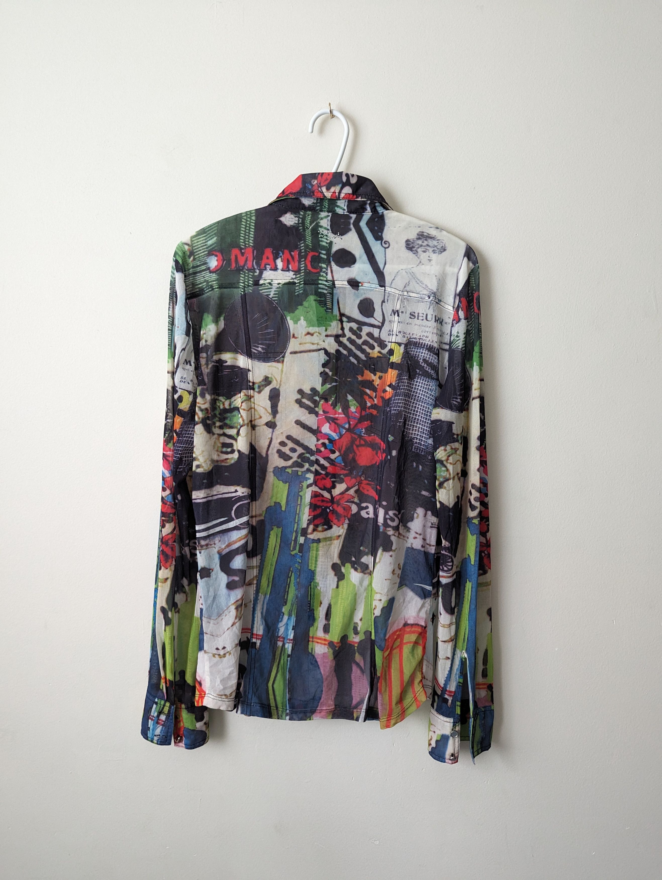 Cop Copine Vintage Mesh Print Button Up Shirt Size L / US 10 / IT 46 - 3 Thumbnail