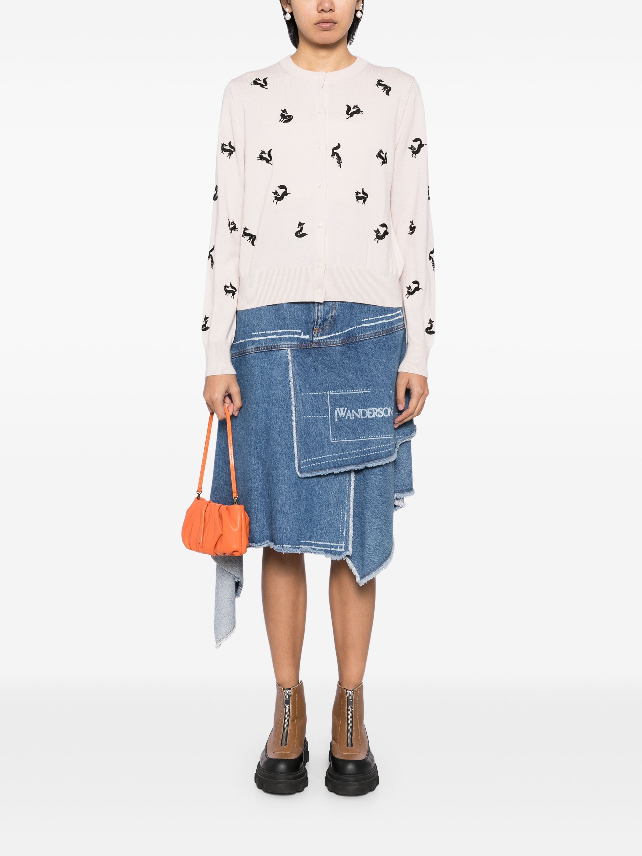 Maison Kitsune o1s22i1n1124 Fancy Fox Cardigan in Light Pink Size S / US 4 / IT 40 - 2 Thumbnail