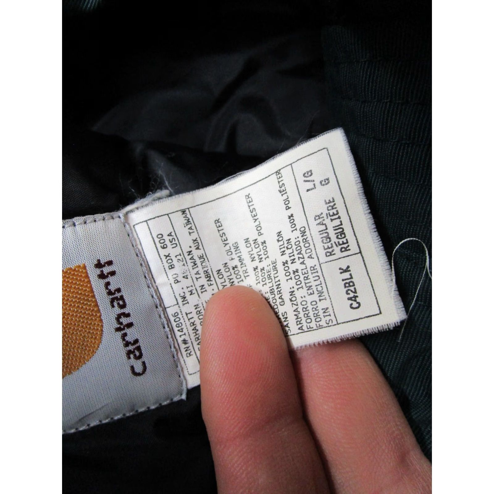 Carhartt VINTAGE Carhartt Jacket Lined Black Nylon Full Zip Outdoor Mens Large Regular BLK C42 Size US L / EU 52-54 / 3 - 4 Thumbnail