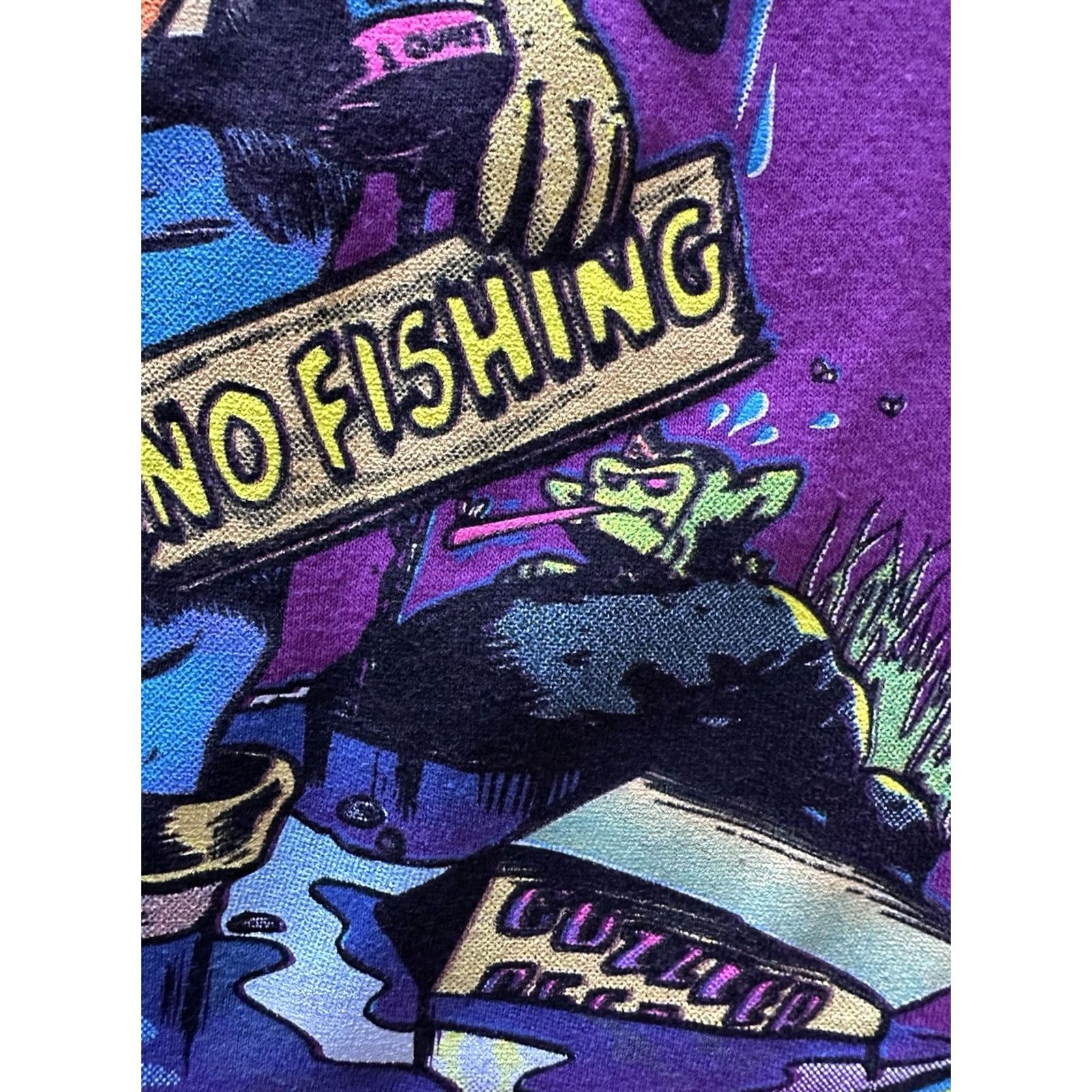Vintage VINTAGE 90s Funny “Good Fishing…. NOT” T-Shirt Signal Sports Mens L Purple Single Stitch NWOT Size US L / EU 52-54 / 3 - 4 Thumbnail