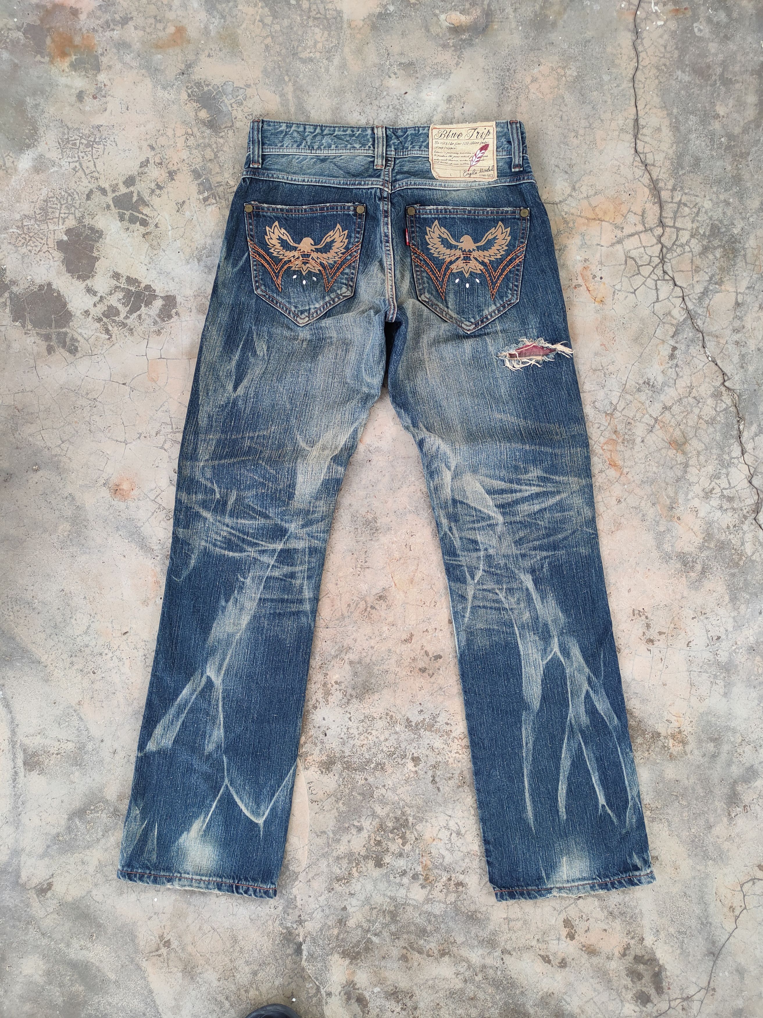 Edwin W32 VINTAGE EDWIN STORM WING FADED RIPPED JEANS PANTS Size US 32 / EU 48 - 3 Thumbnail