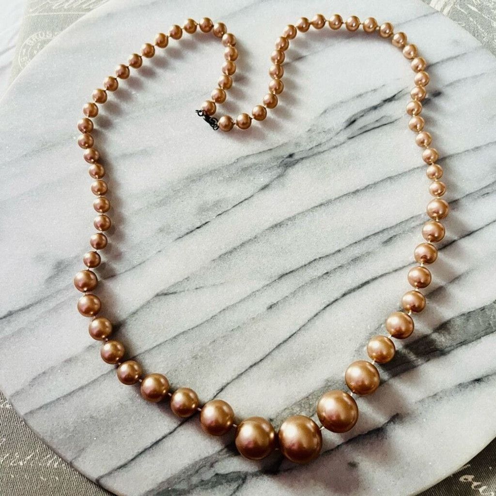 Vintage Vintage Rose Pink Beaded Necklace Chunky Round Acrylic 28" Size ONE SIZE - 1 Thumbnail