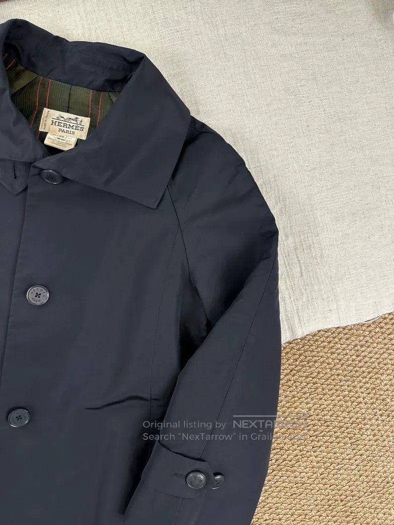 Hermes Hermes Silk Windproof Long Coat Trench Jacket, Black Size S / US 4 / IT 40 - 5 Thumbnail