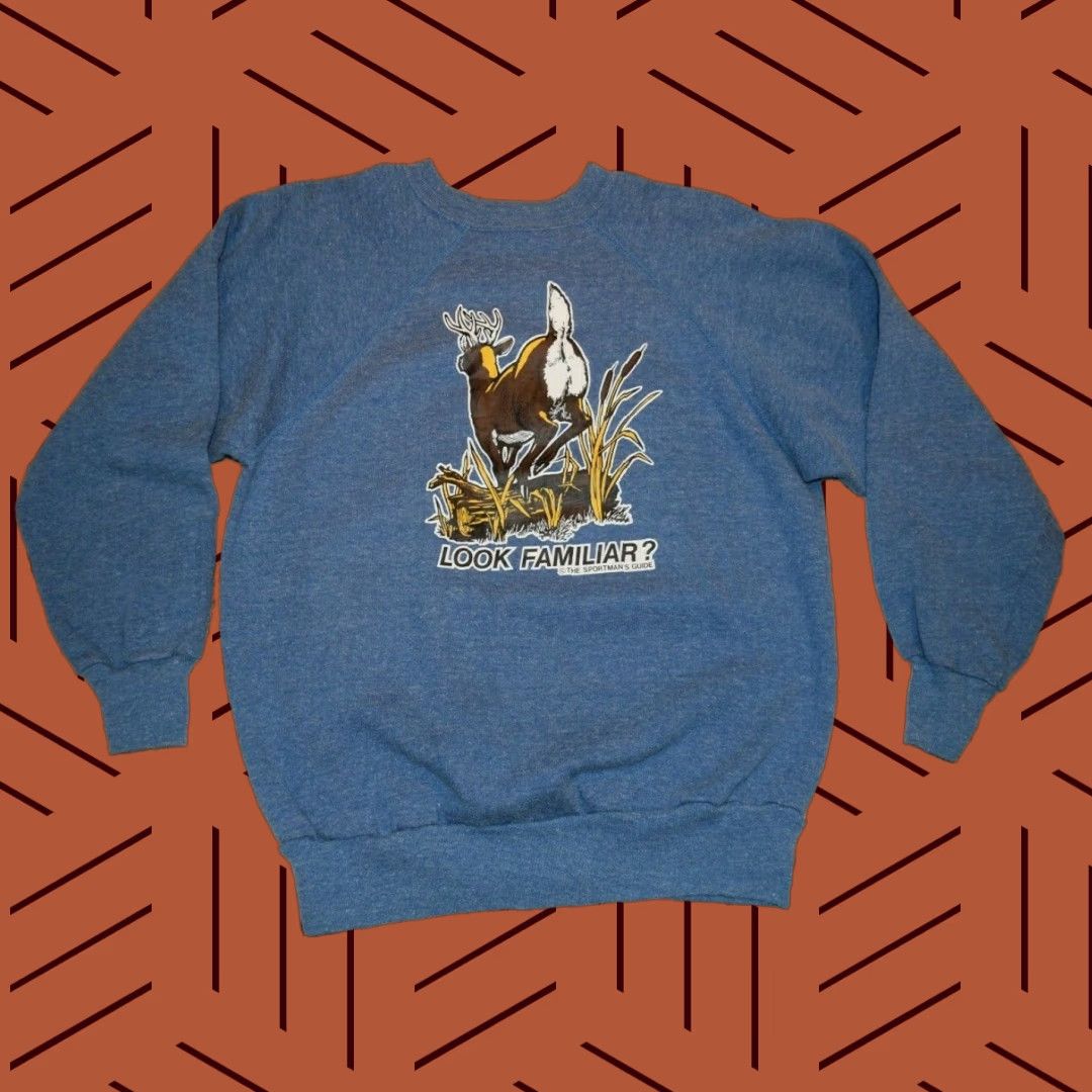 Vintage VINTAGE 70s SCREEN STARS WHITETAIL DEER CREWNECK SWEATSHIRT Men's Medium Blue Graphic Outdoor Size US M / EU 48-50 / 2 - 1 Thumbnail