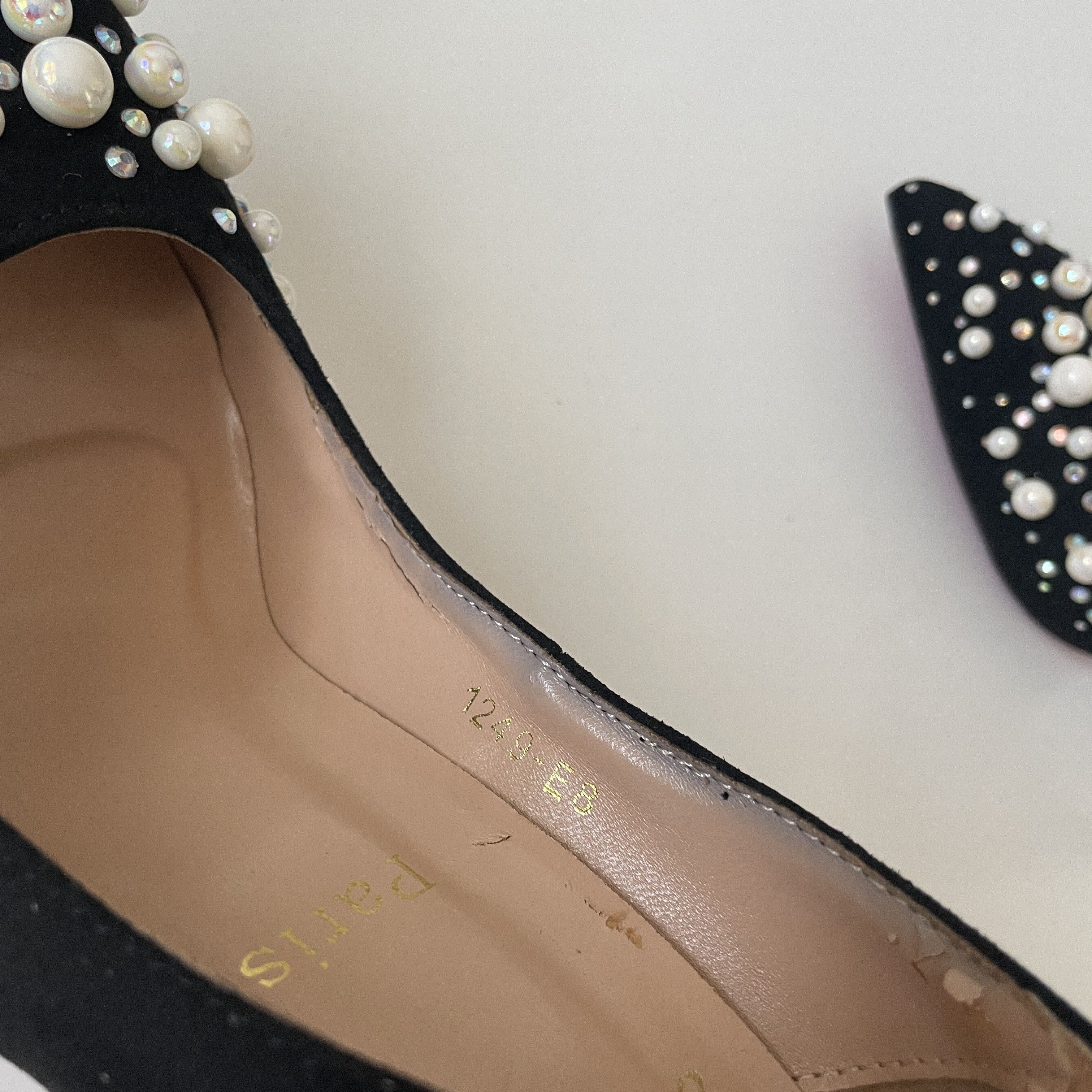 Christian Louboutin RARE 👠 Christian Louboutin Black Suede Embellished Pump Size US 5 / IT 35 - 16 Thumbnail