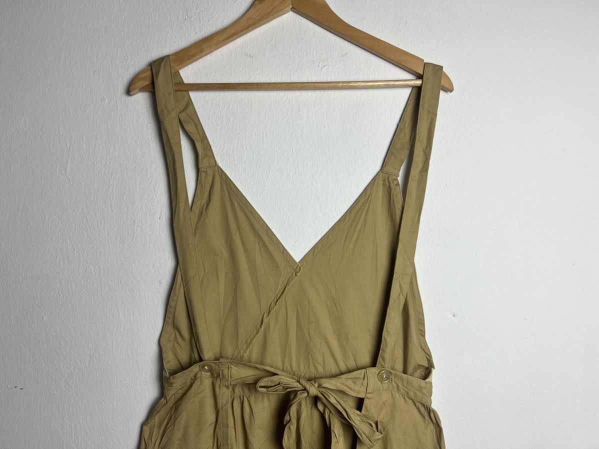 Japanese Brand Khaki Scoop Neck Bib Pinafore Apron Size ONE SIZE - 5 Thumbnail