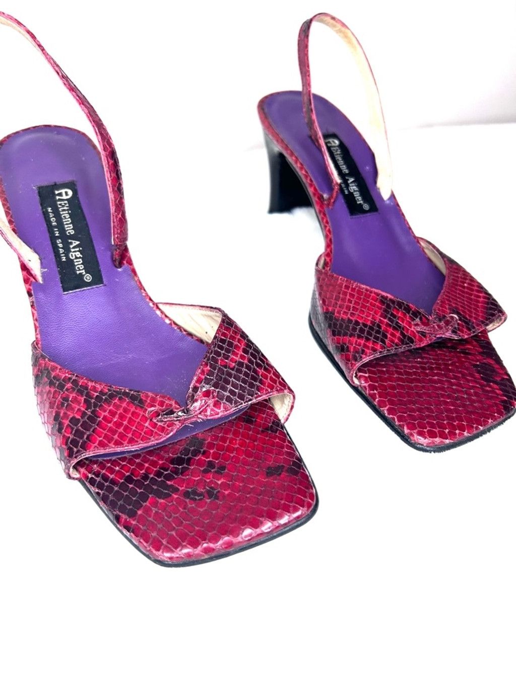 Etienne Aigner Etienne Aigner genuine leather snake print Red sling heels 9 Size US 9 / IT 39 - 1 Thumbnail