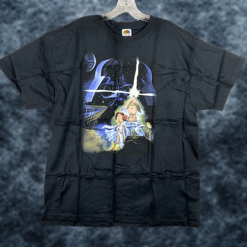 Fruit Of The Loom VINTAGE Family Guy Star Wars T Shirt XL Black Crew Neck Short Sleeve Men Graphic New Promo Night? Size US XL / EU 56 / 4 - 1 Thumbnail