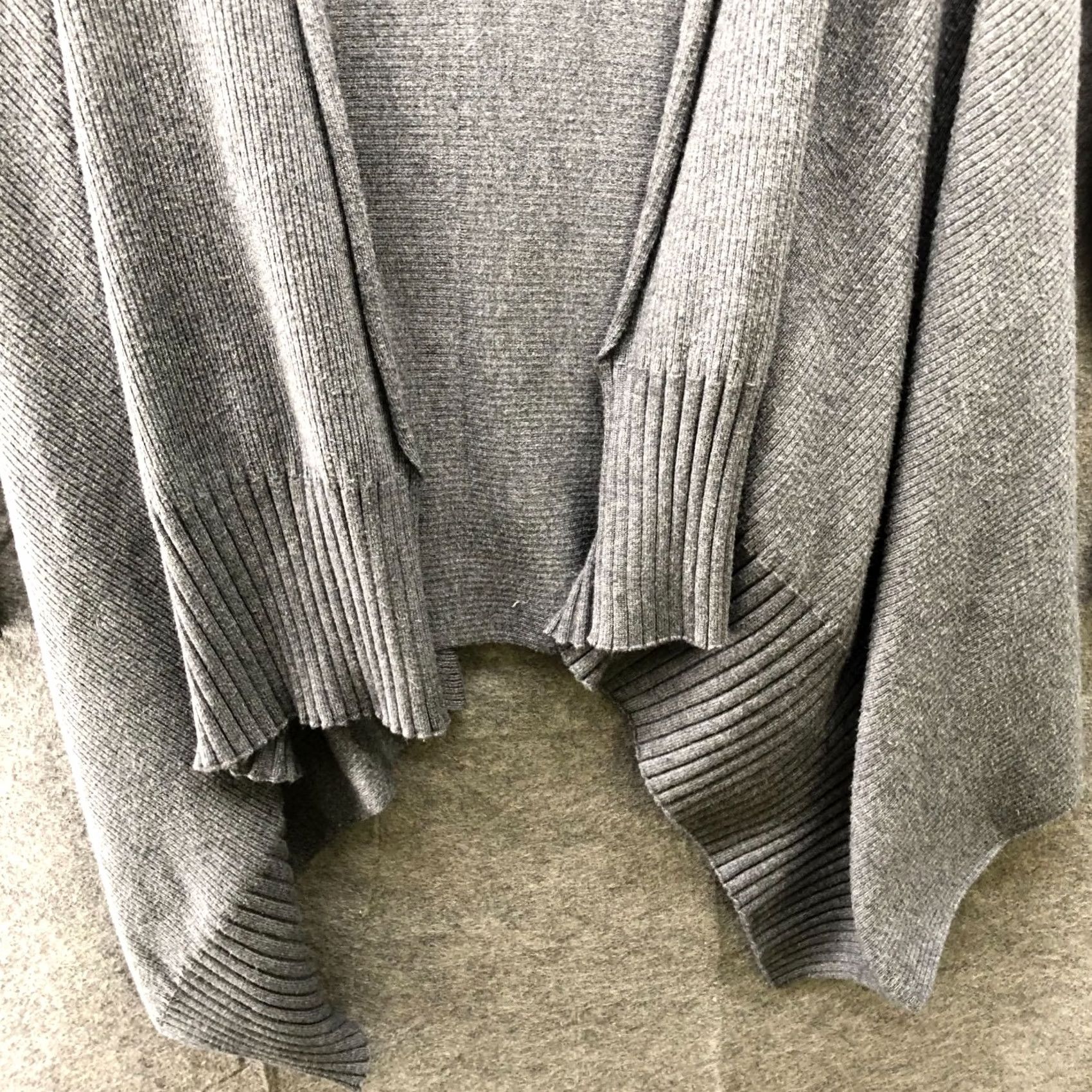 Zara Zara Cardigan Womens S Gray Open Front Longline Stretch Knit Ribbed Tee Sleeve Size S / US 4 / IT 40 - 4 Thumbnail