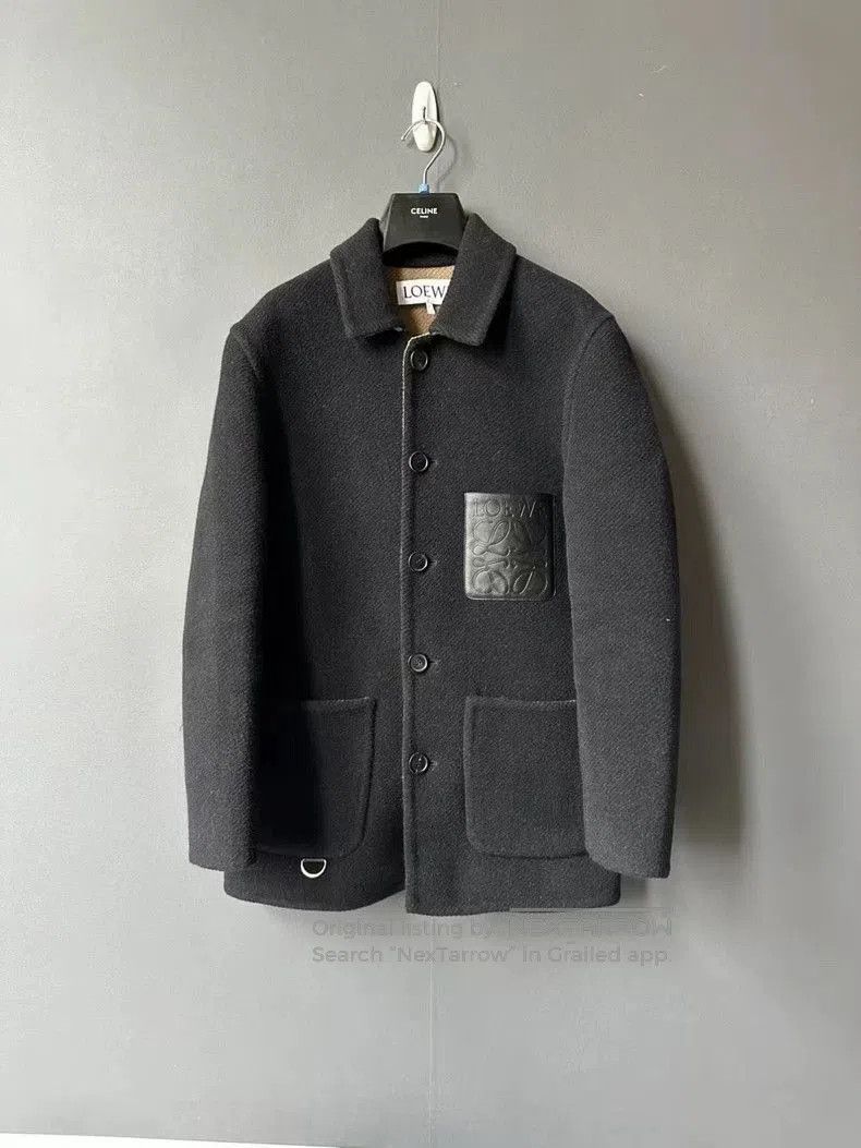 Loewe Wool Leather Patch Coat.