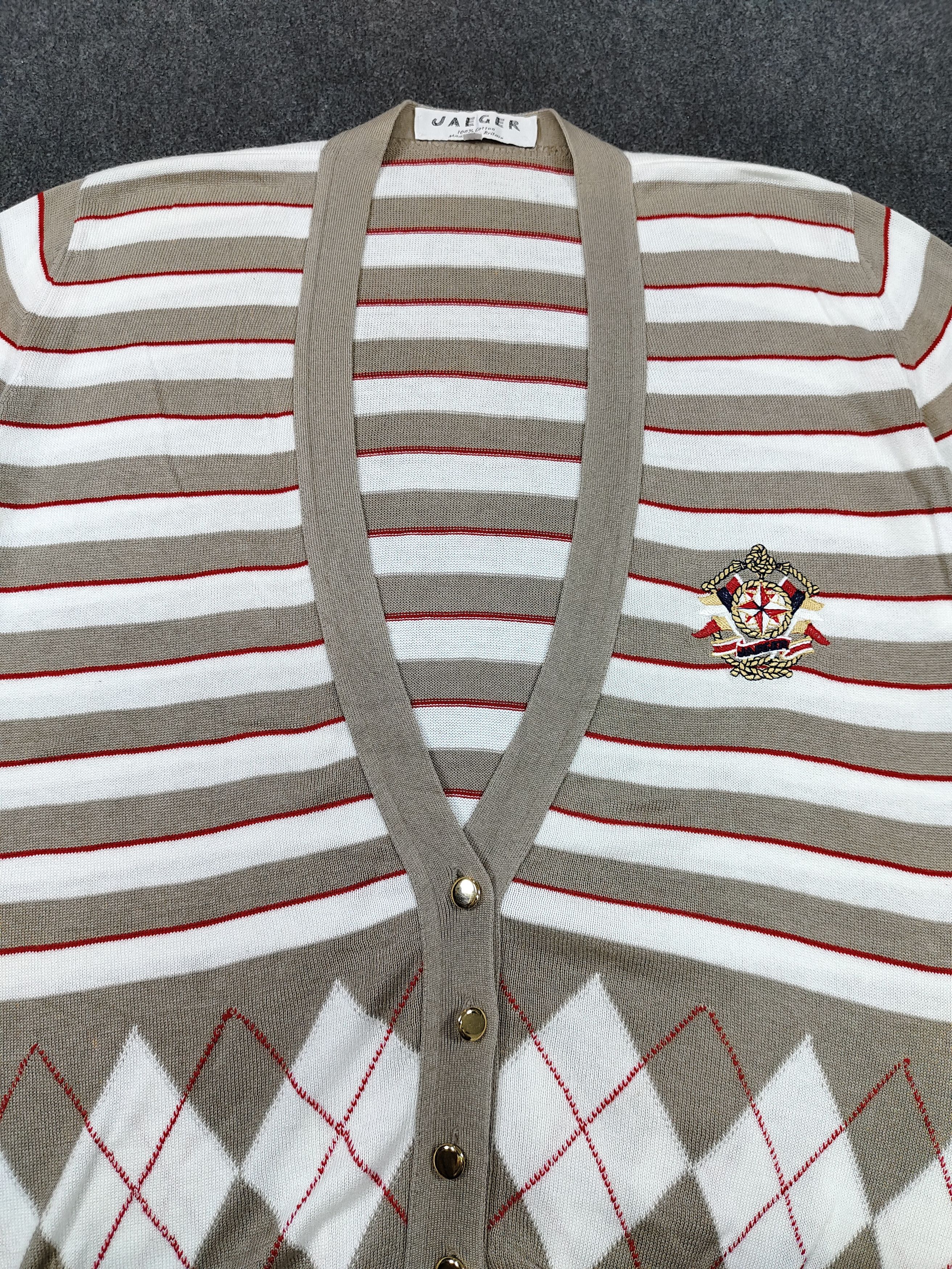 Jaeger 💥 Vtg Jaeger 💥 Striped Knit Short Cardigan Size L / US 10 / IT 46 - 6 Thumbnail
