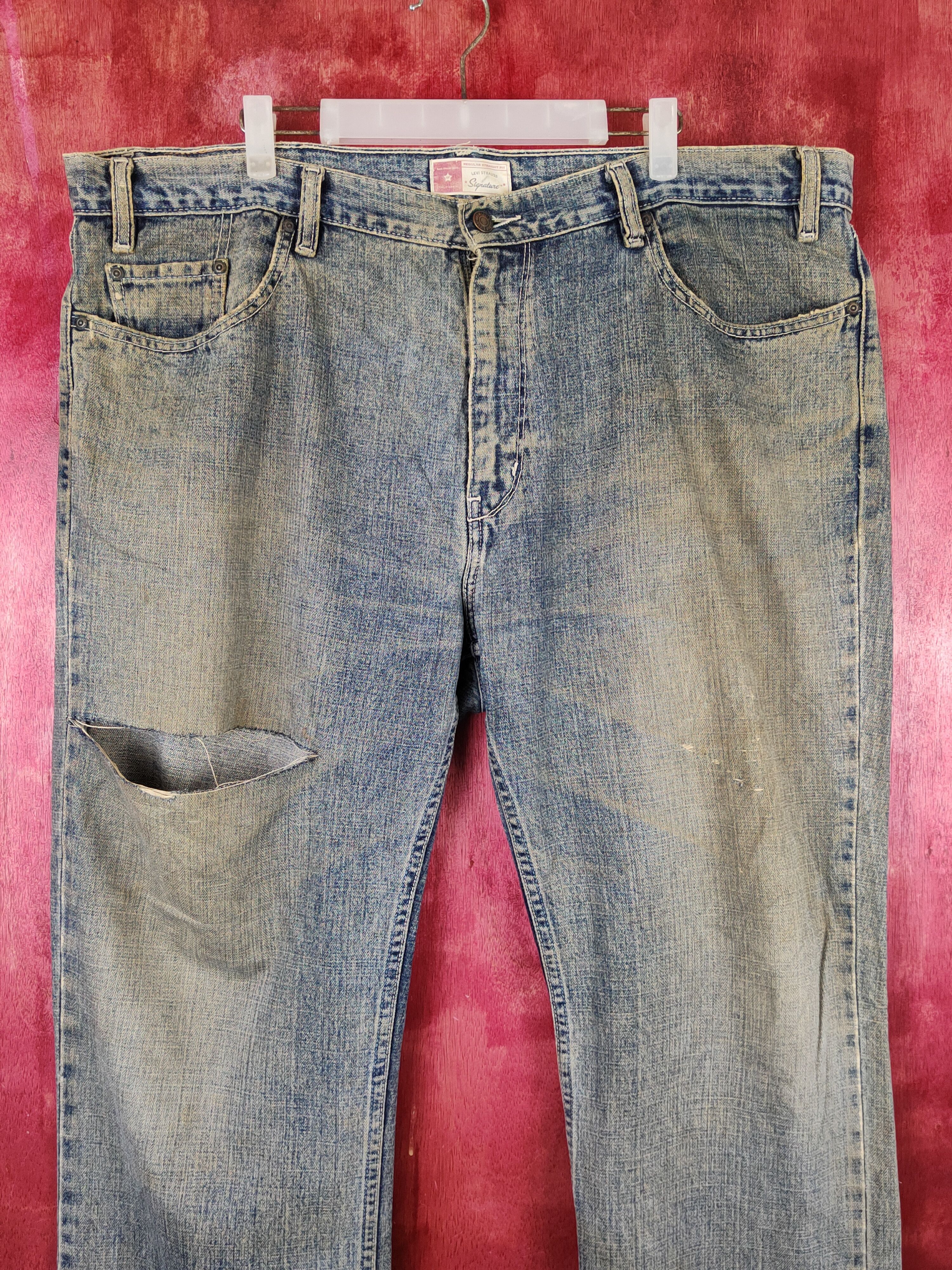Levi's Levi's Dark Blue Faded Distressed Ripped Jeans #S1695 Size US 42 / EU 58 - 2 Thumbnail
