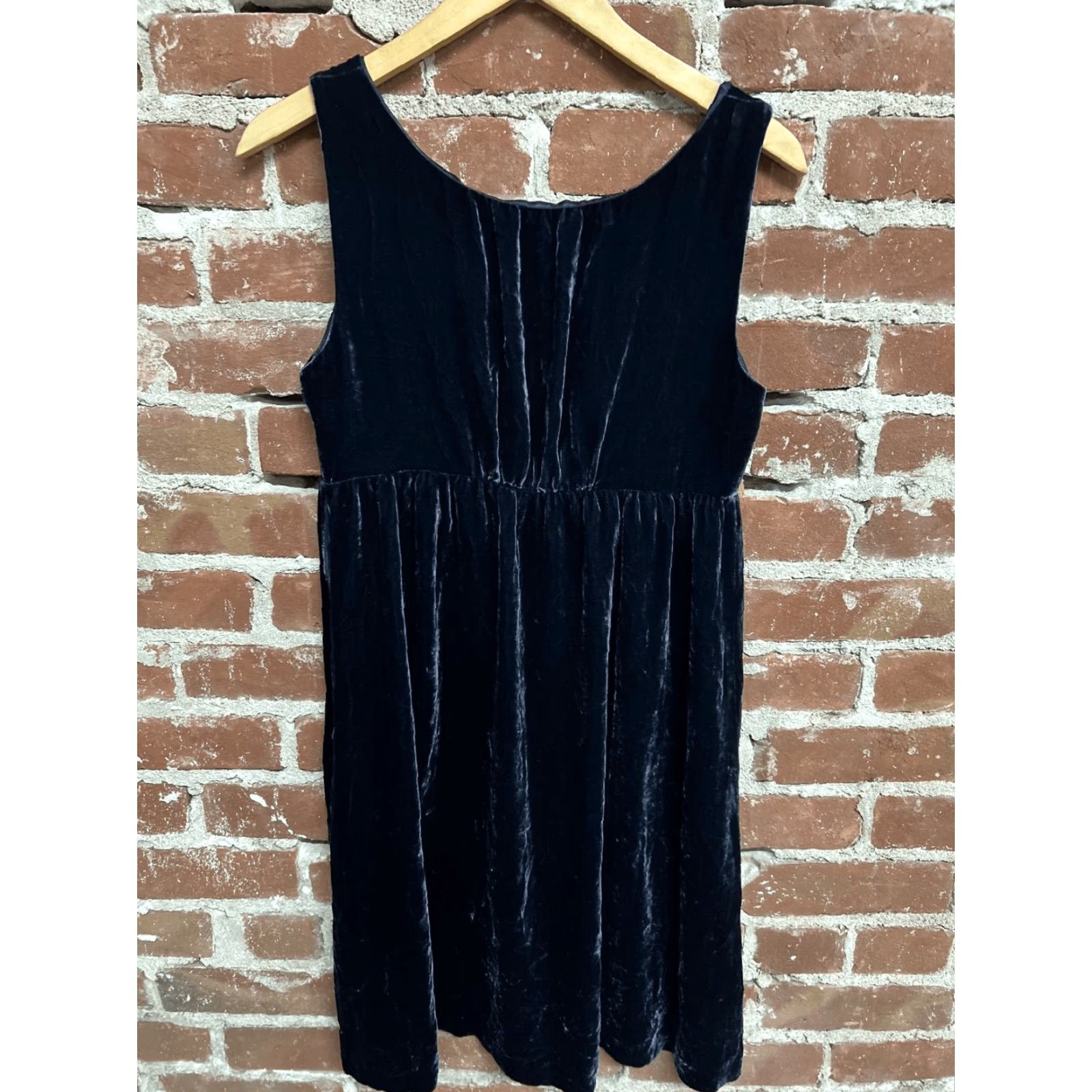 Gap VINTAGE Gap Womens Dress 10 Navy Blue Velour Sleeveless Size L / US 10 / IT 46 - 3 Thumbnail