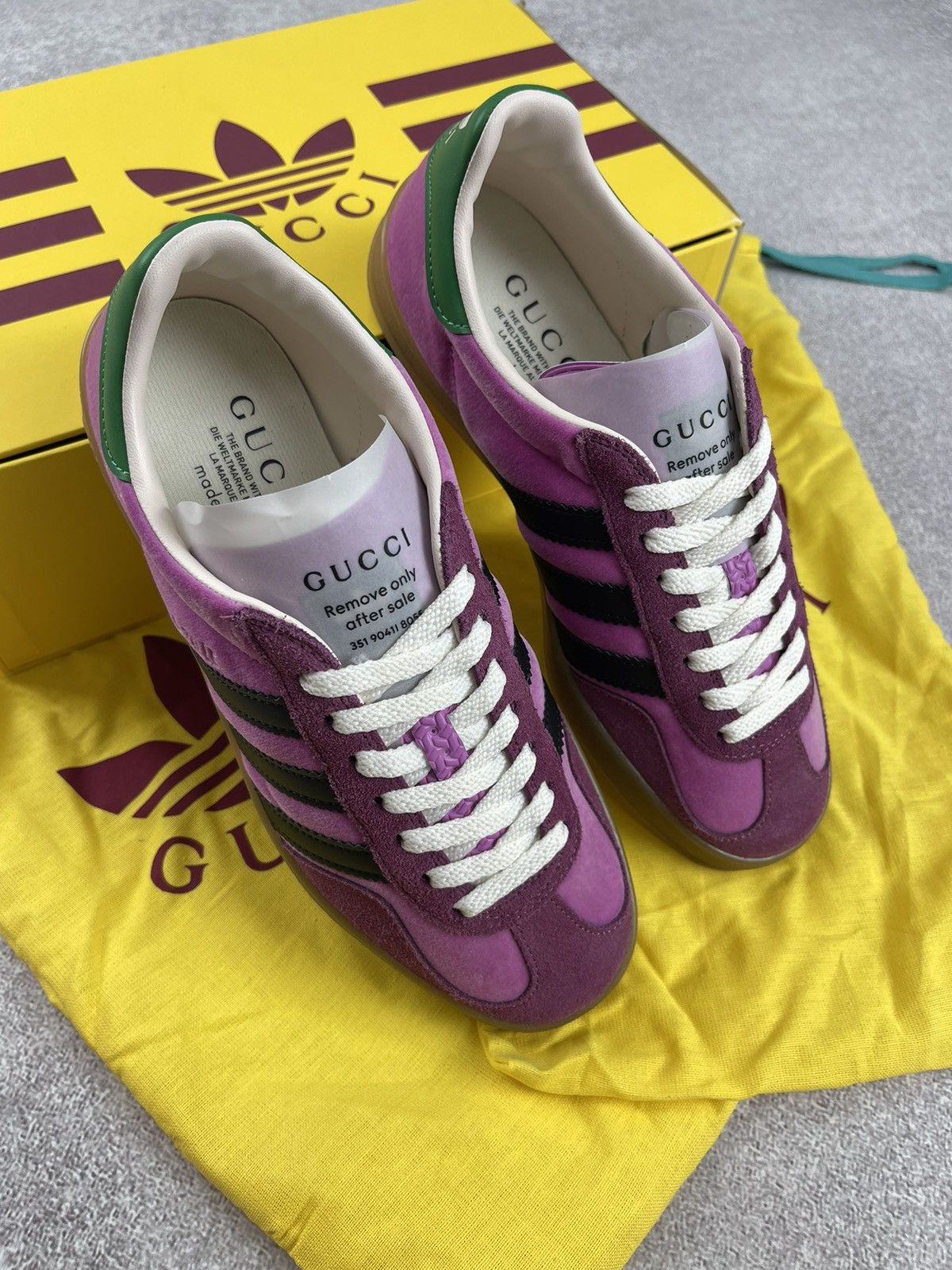 Adidas Adidas x Gucci Gazelle Velvet Pink Size US 7 Women’s Size US 7 / IT 37 - 9 Thumbnail