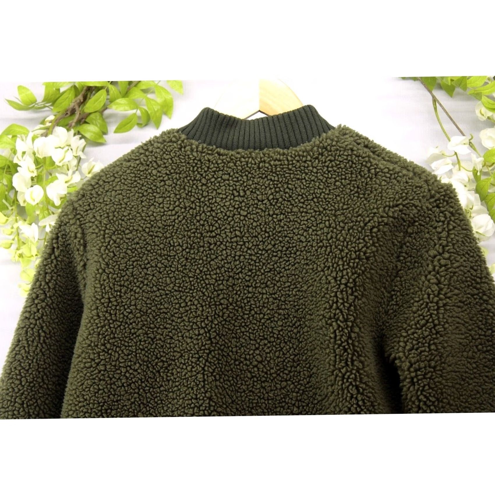 Abercrombie & Fitch Abercrombie & Fitch Bomber Jacket Green XS Women Long Sleeve Zip Sherpa Army Fall Winter Casual Size XS / US 0-2 / IT 36-38 - 4 Thumbnail