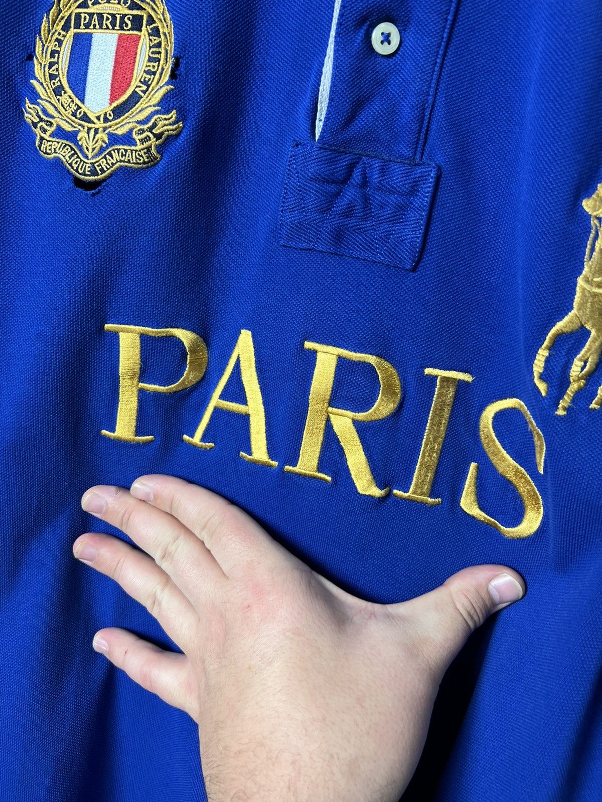 Polo Ralph Lauren × Vintage Polo Ralph Lauren Paris #3 Big Logo Polo Shirt Size US L / EU 52-54 / 3 - 5 Thumbnail