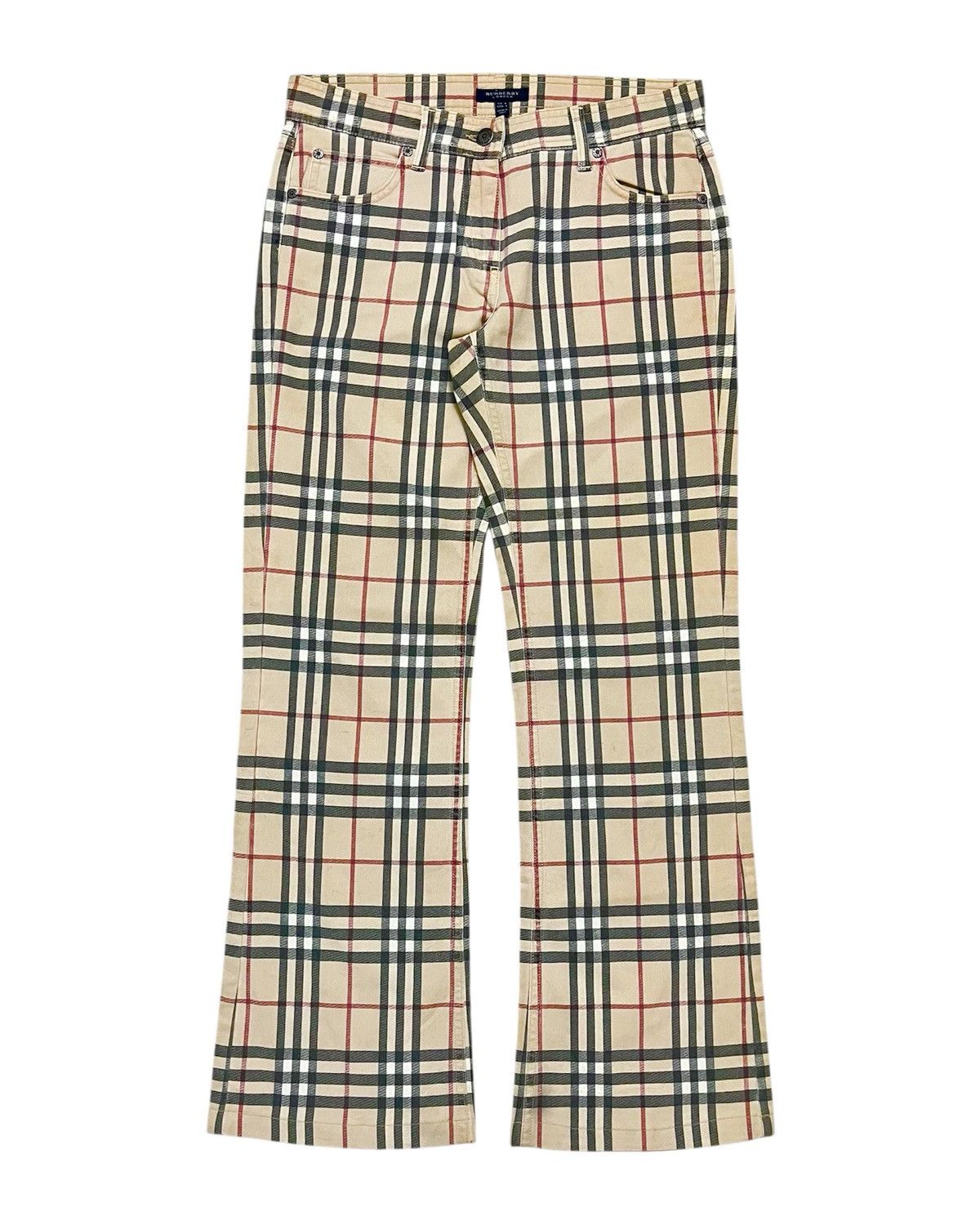 Burberry 2000s Christopher Bailey Era Y2K Nova Check Flared Trousers Size 28" / US 6 / IT 42 - 1 Thumbnail